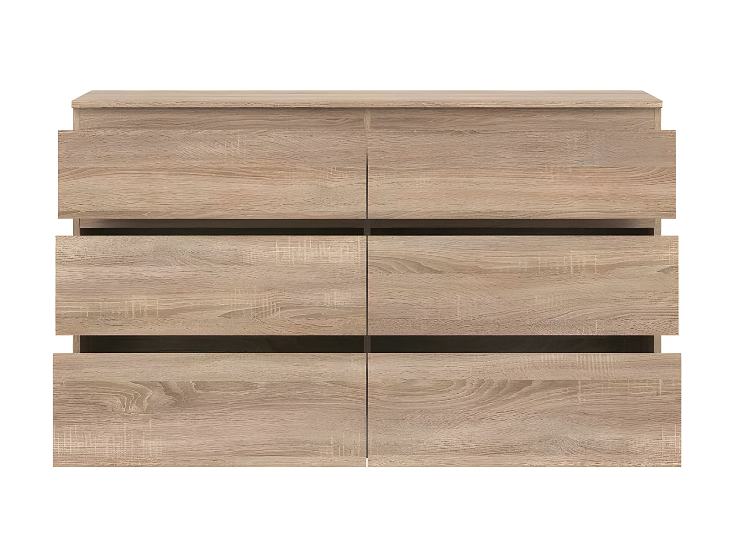 Commode 6 tiroirs Chêne clair - QIZ - L 137 x l 35 x H 84 cm