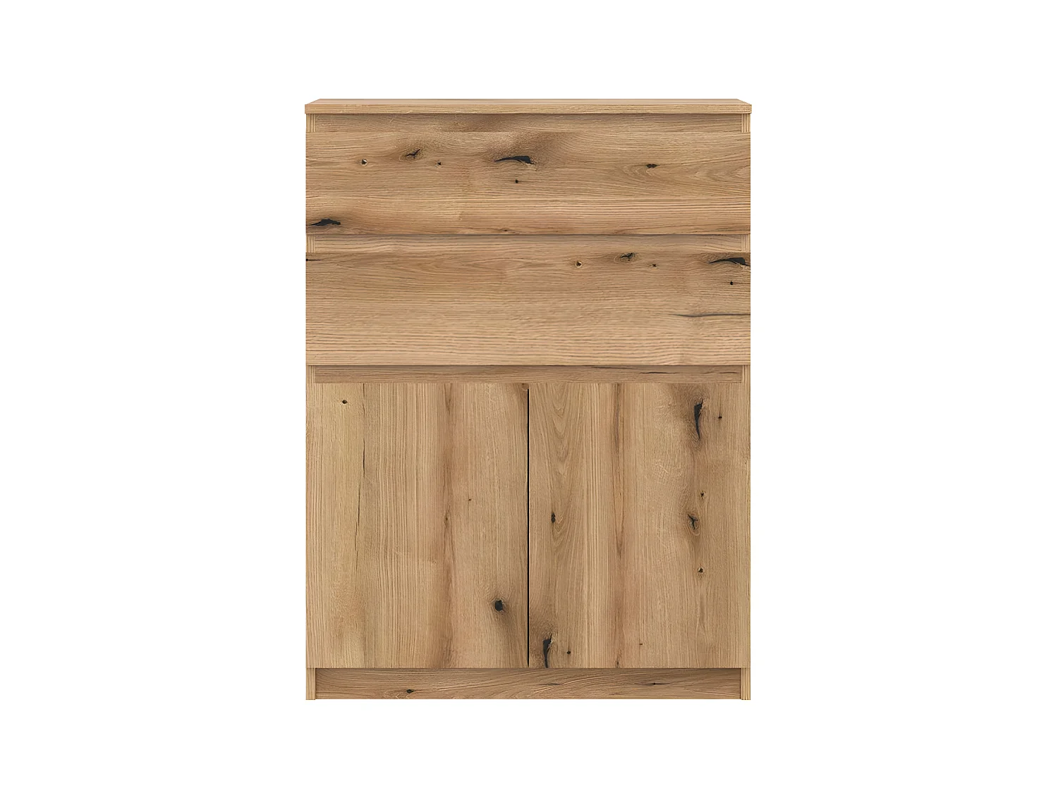 Commode 2 portes battantes 2 tiroirs Bois clair - QIZ - L 78 x l 35 x H 105 cm