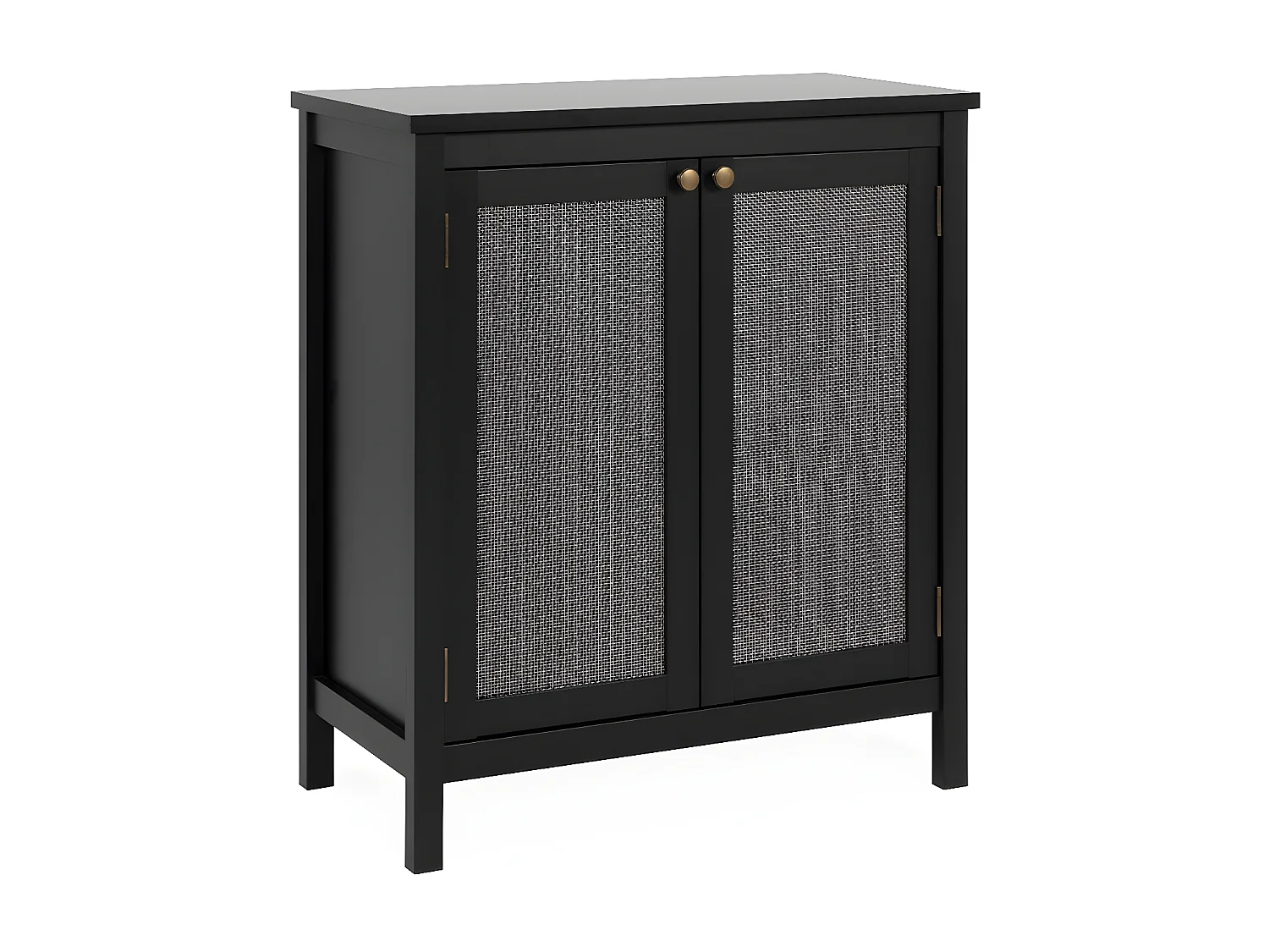 Buffet 2 Portes Noir Cannage Métal L80 cm - KRAKOW