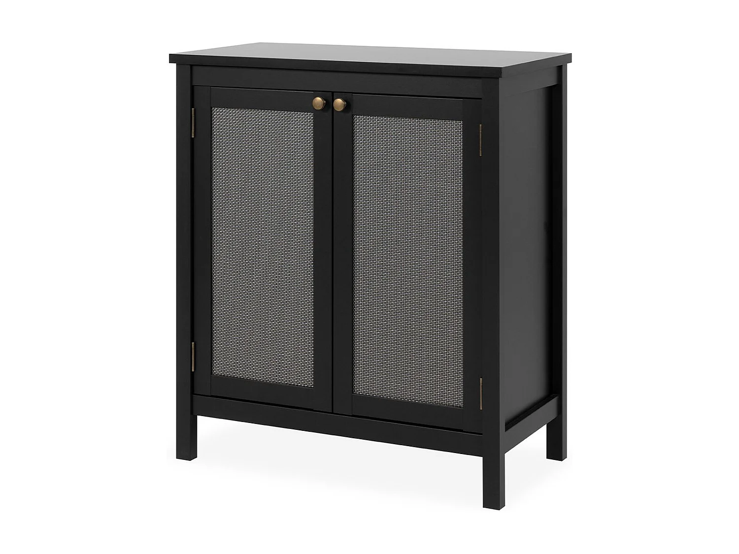 Buffet 2 Portes Noir Cannage Métal L80 cm - KRAKOW