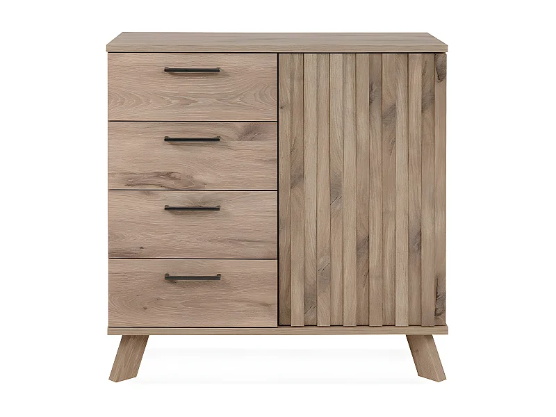 Buffet 4 Tiroirs 1 Porte Décor Chêne L85 cm - OPOLE
