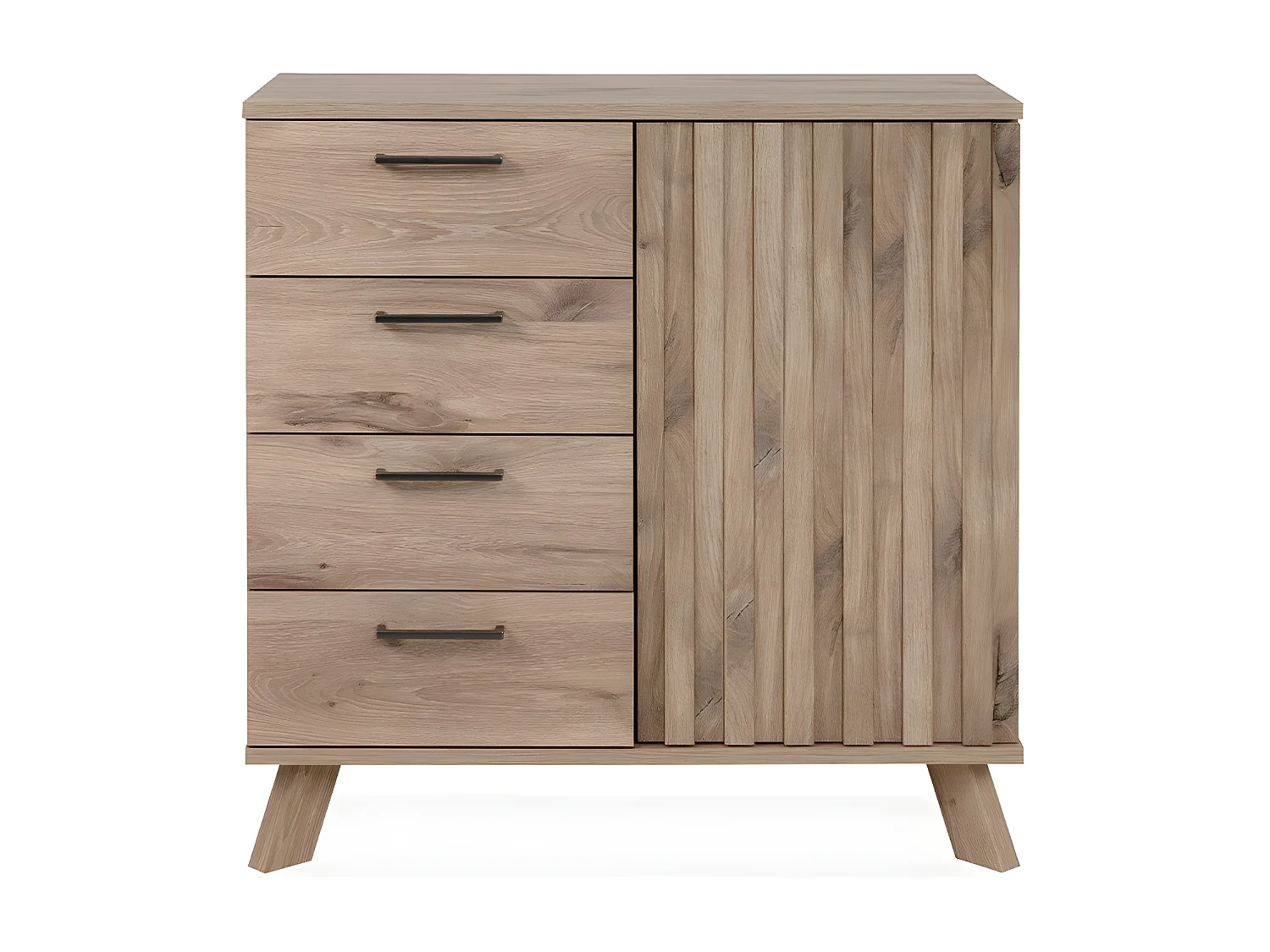 Buffet 4 Tiroirs 1 Porte Décor Chêne L85 cm - OPOLE
