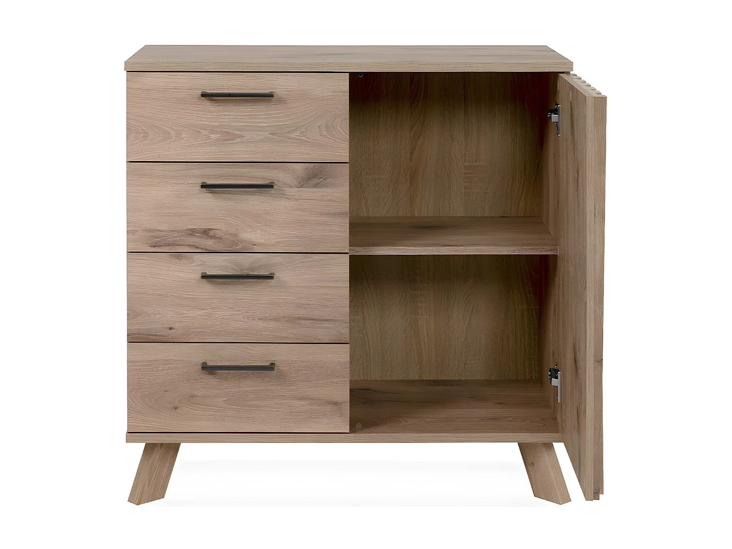 Buffet 4 Tiroirs 1 Porte Décor Chêne L85 cm - OPOLE
