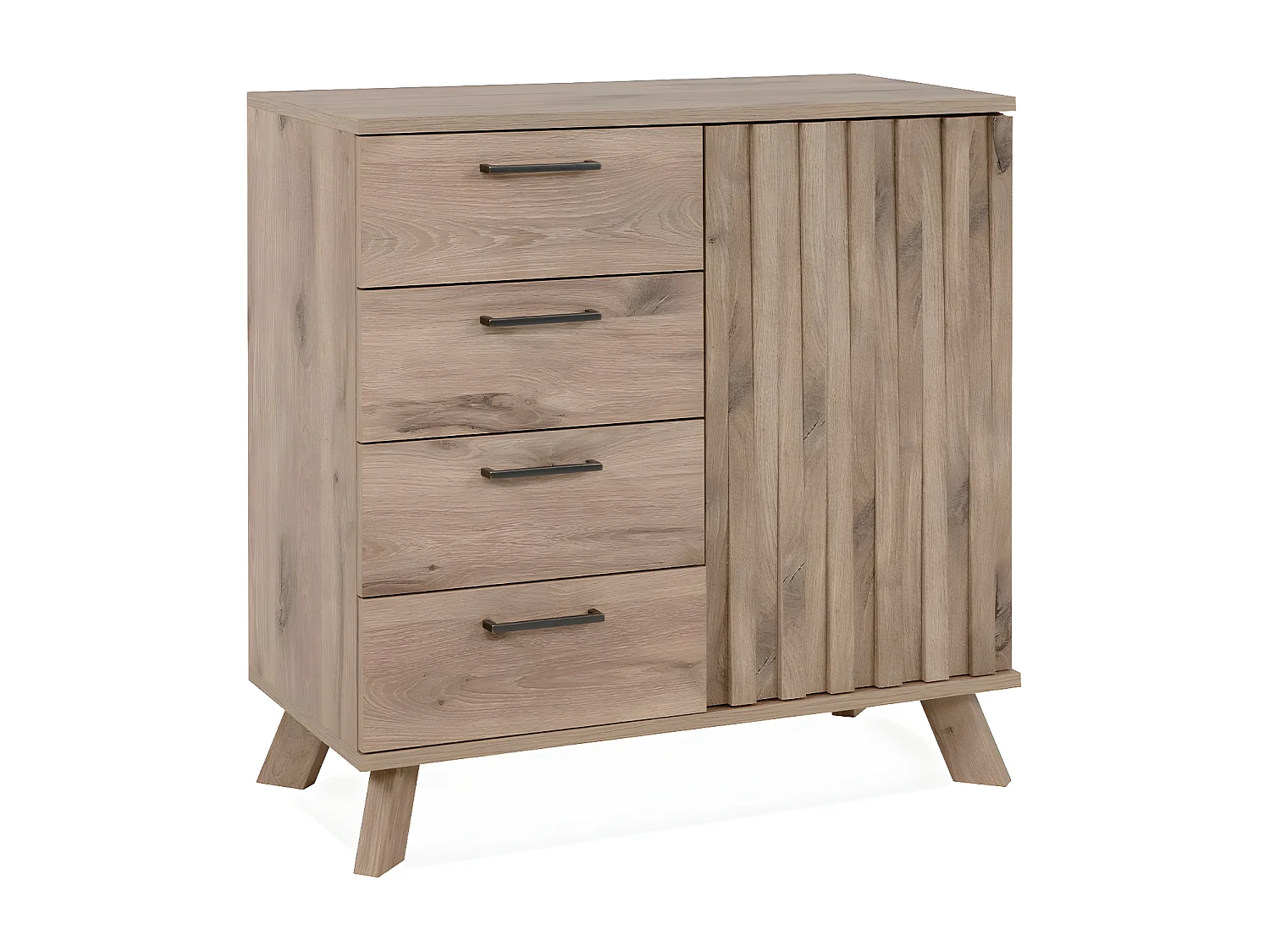 Buffet 4 Tiroirs 1 Porte Décor Chêne L85 cm - OPOLE