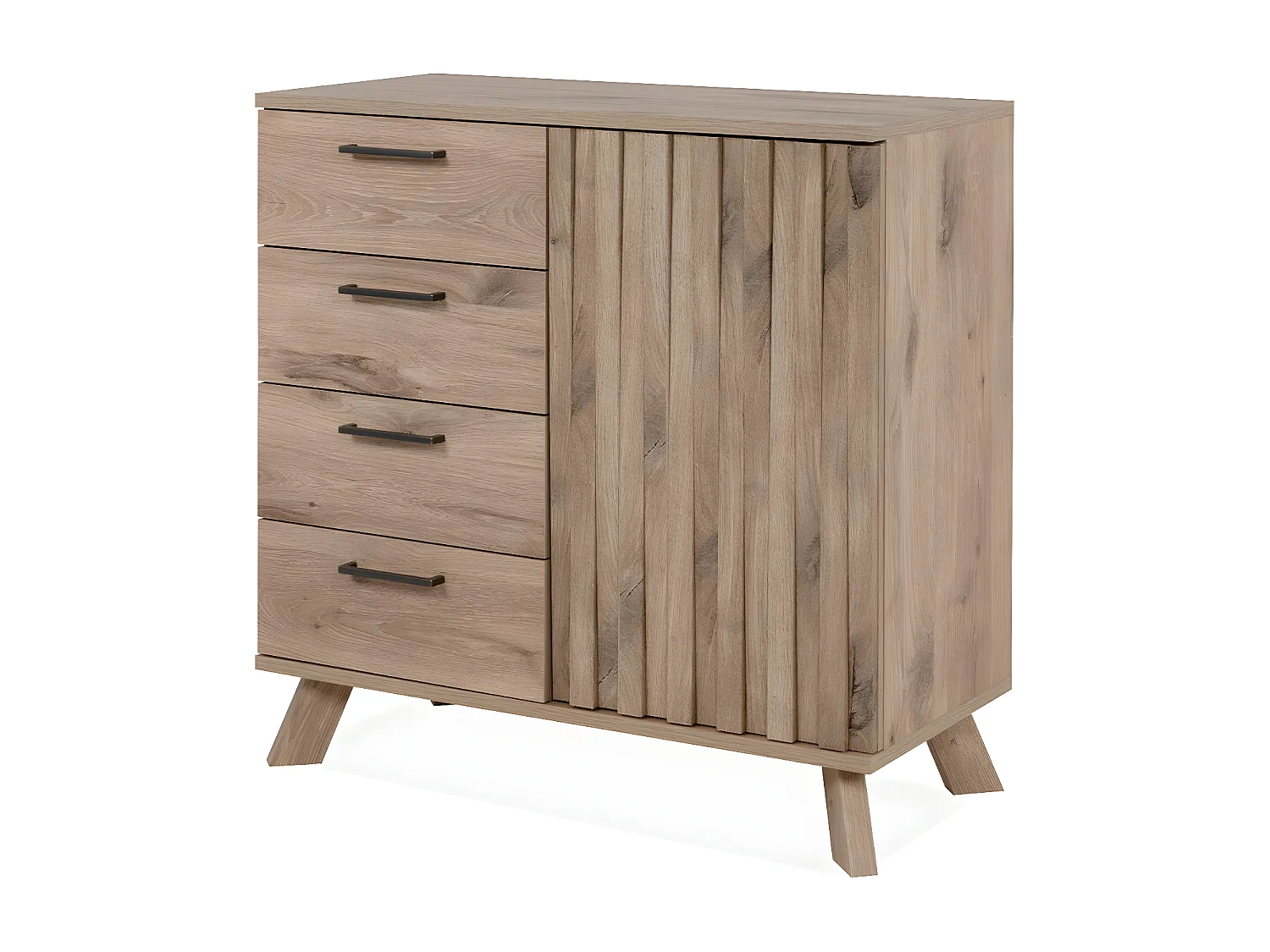 Buffet 4 Tiroirs 1 Porte Décor Chêne L85 cm - OPOLE