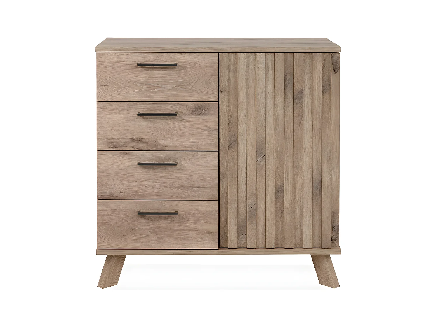 Buffet 4 Tiroirs 1 Porte Décor Chêne L85 cm - OPOLE