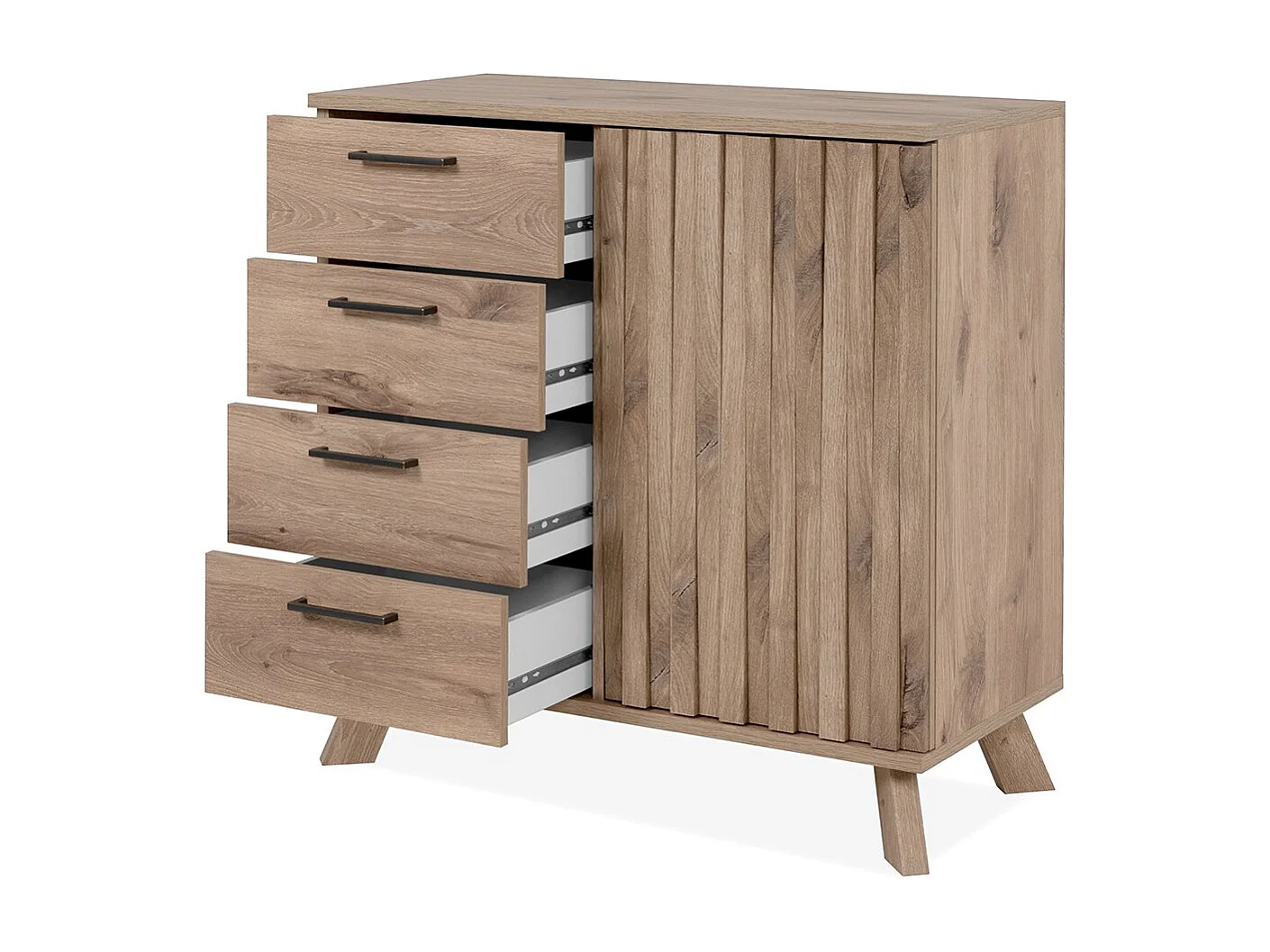 Kredens 4 szuflady 1 drzwi dąb dekor L85 cm - OPOLE