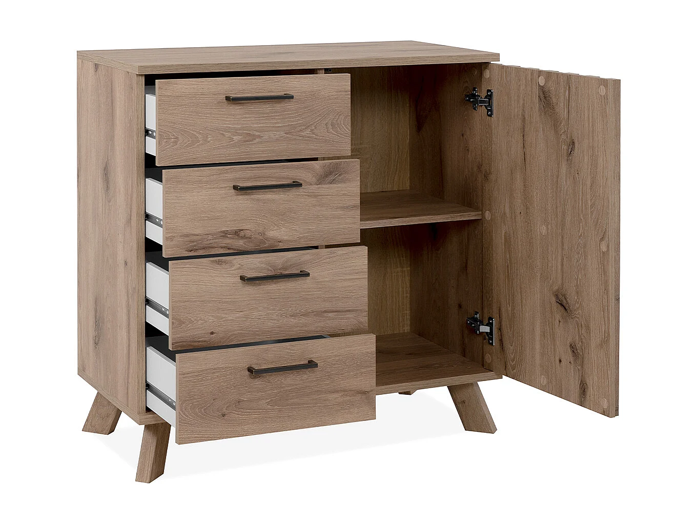 Kredens 4 szuflady 1 drzwi dąb dekor L85 cm - OPOLE