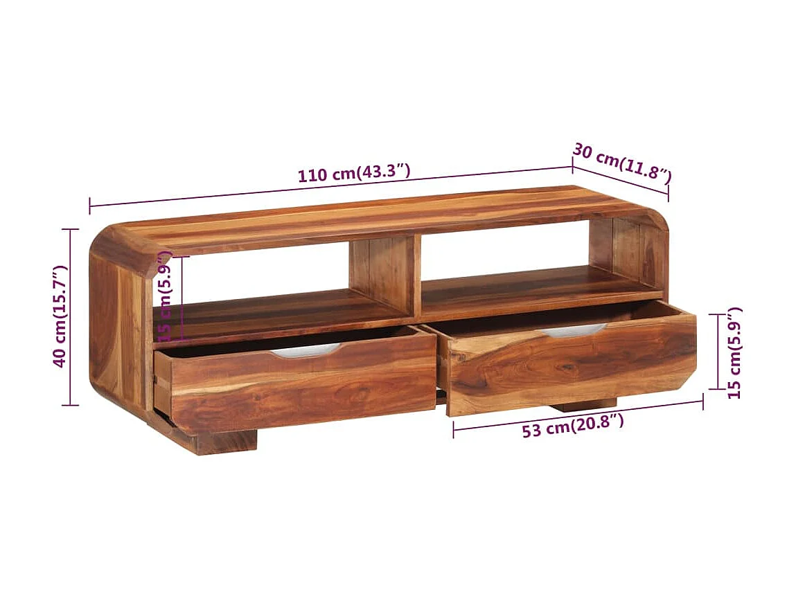 Tv-meubel 110x30x40 cm massief acaciahout