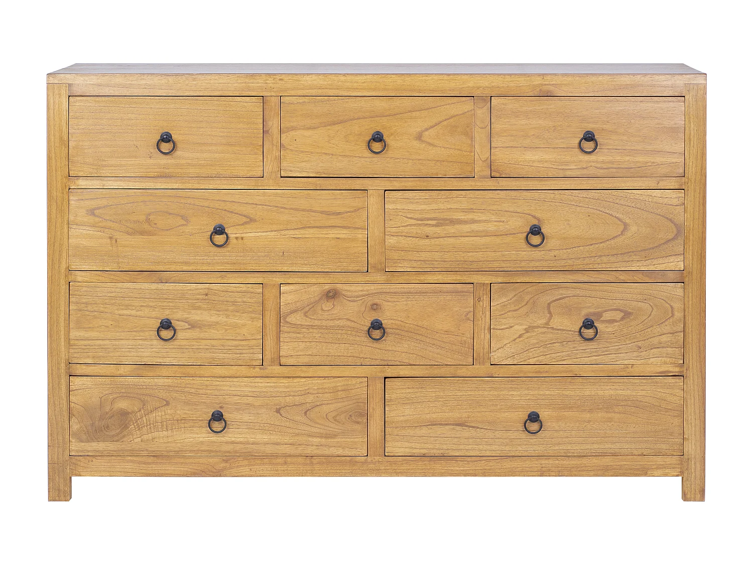 Komoda z 10 szufladami - Drewno mindi - Naturalny - PILABO