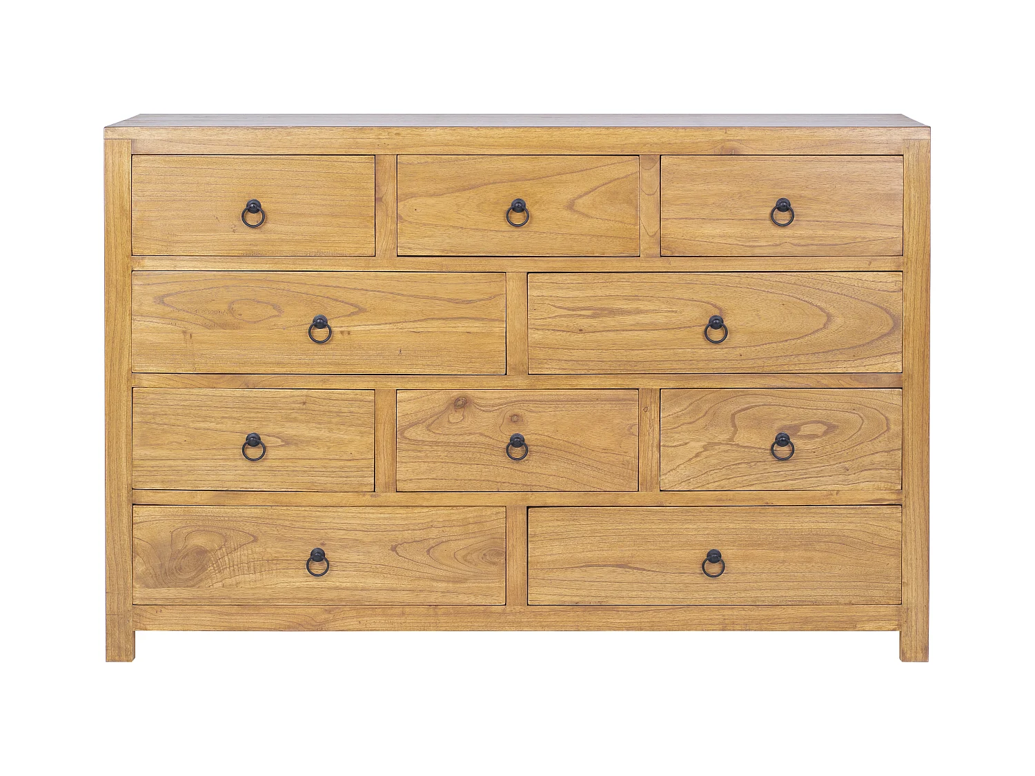 Commode 10 tiroirs - Bois de mindi - Naturel - PILABO