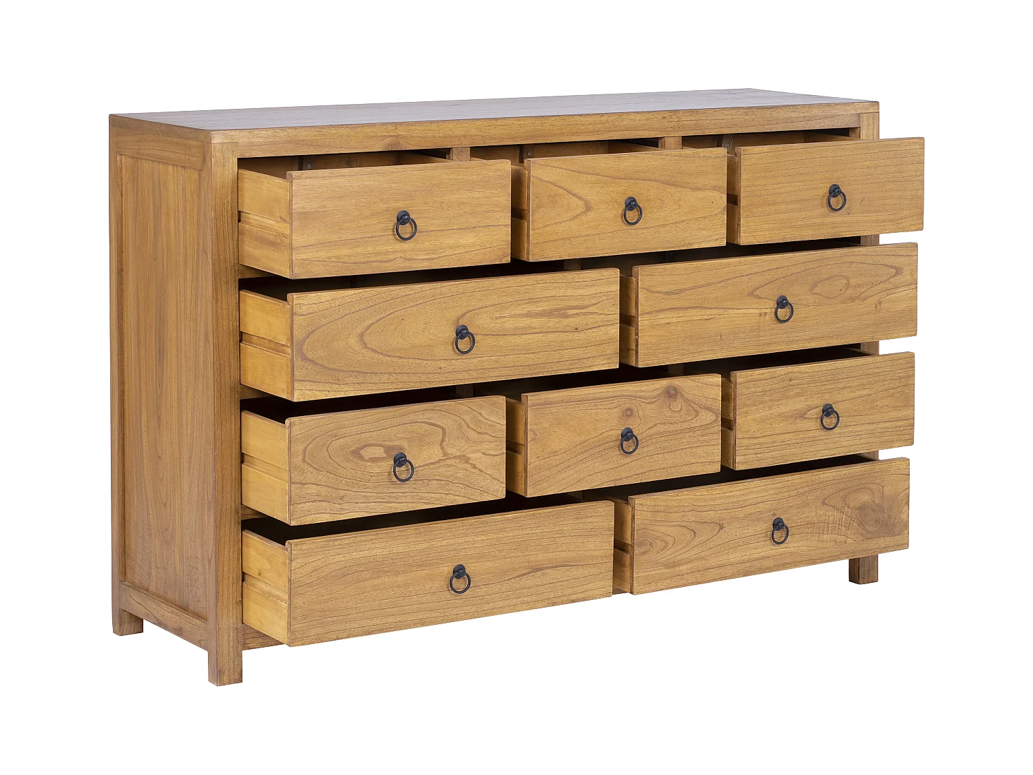 Commode 10 tiroirs - Bois de mindi - Naturel - PILABO
