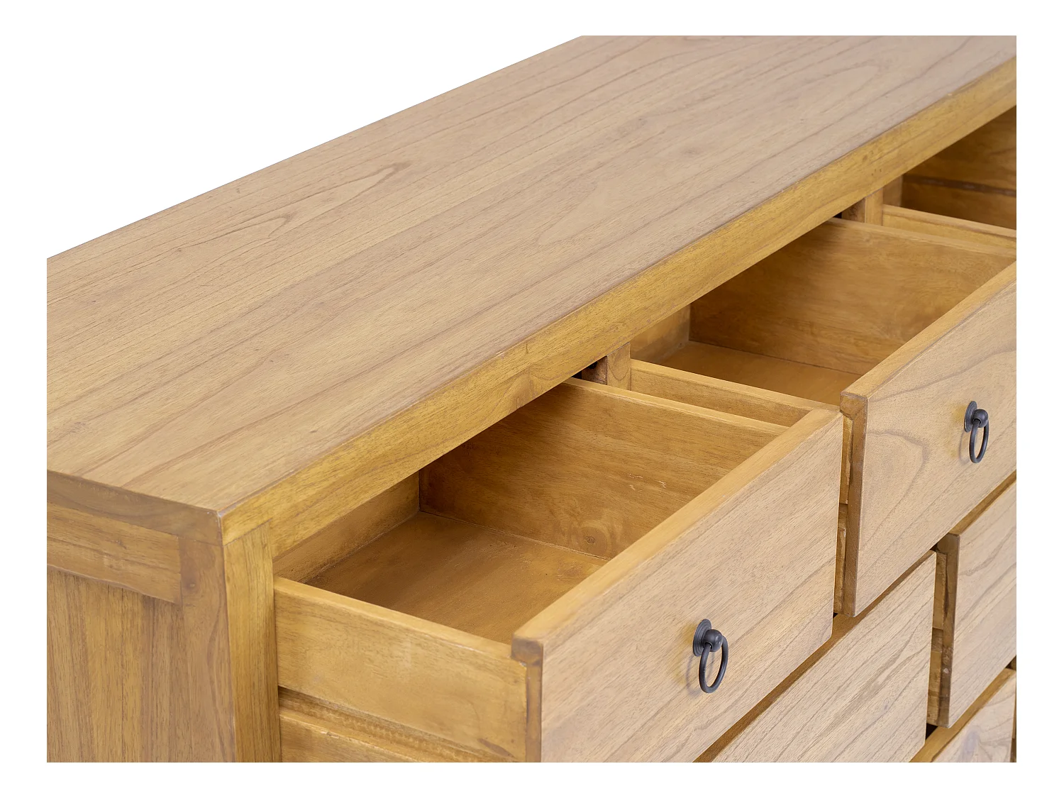 Commode 10 tiroirs - Bois de mindi - Naturel - PILABO