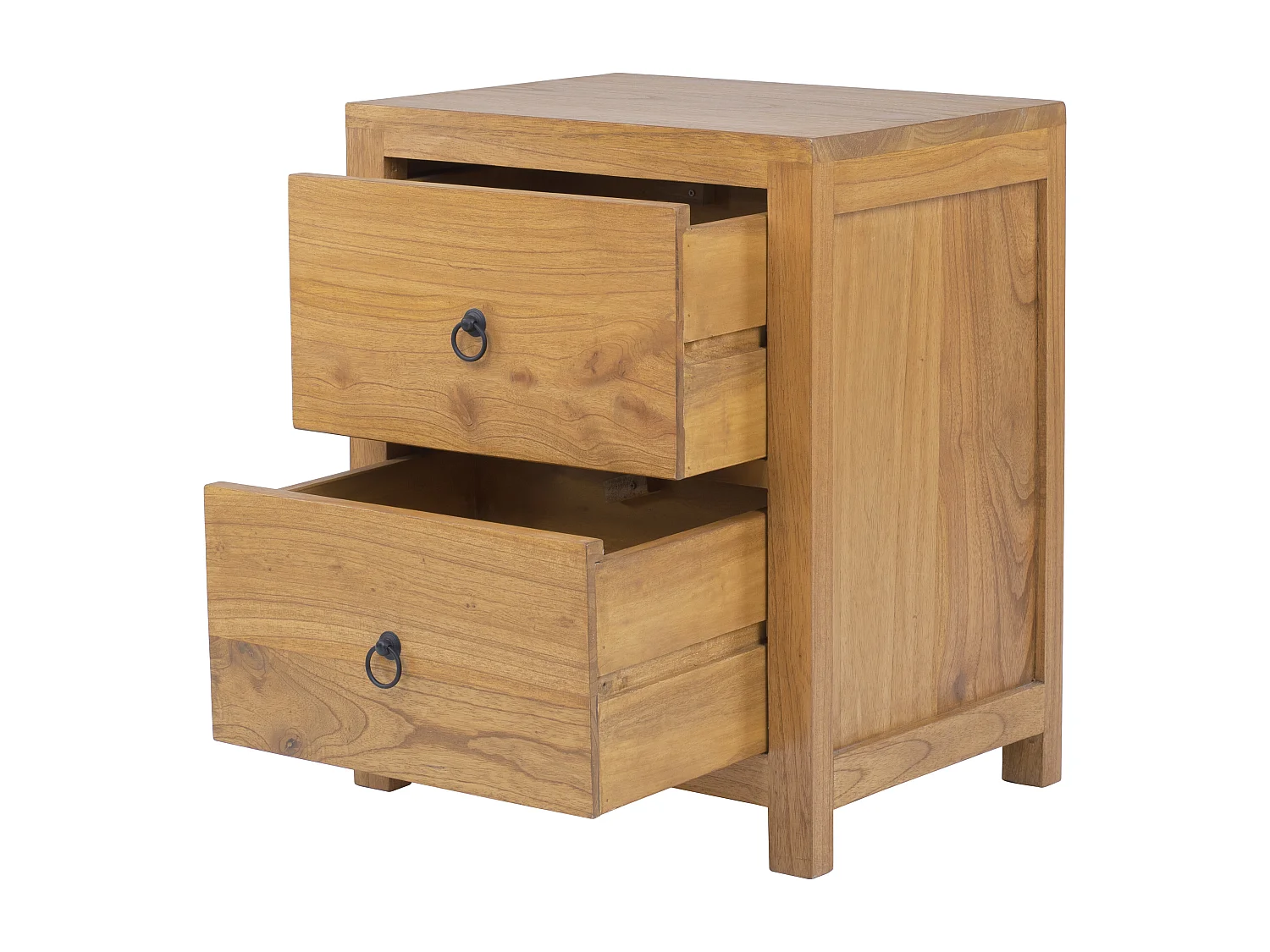 Comodino 2 cassetti Legno di Mindi Naturale  - PILABO