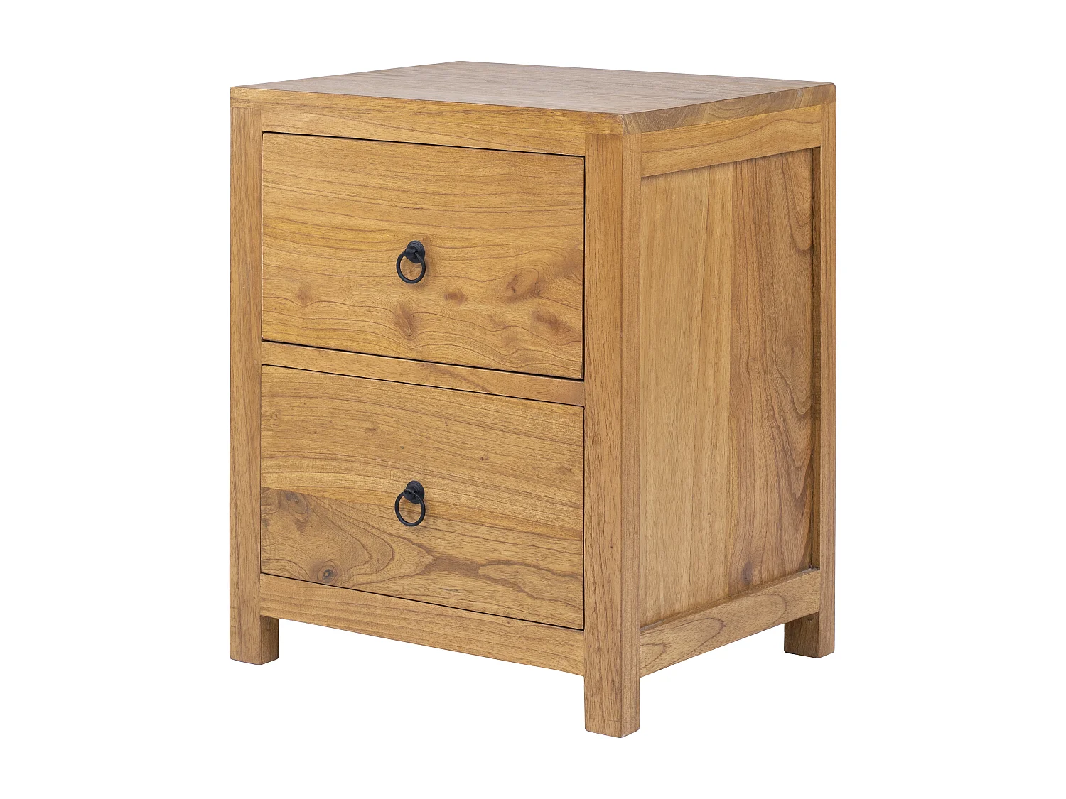 Comodino 2 cassetti Legno di Mindi Naturale  - PILABO