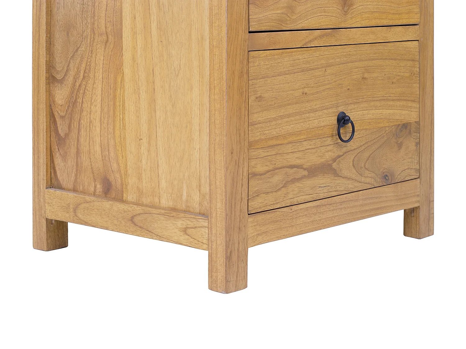 Table de chevet 2 tiroirs - Bois de mindi - Naturel - PILABO