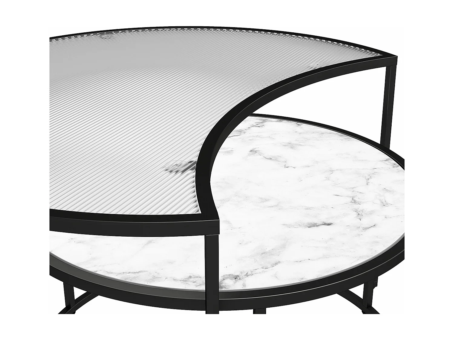 Moon Phases|Tables gigognes avec plateau en verre/effet marbre blanc