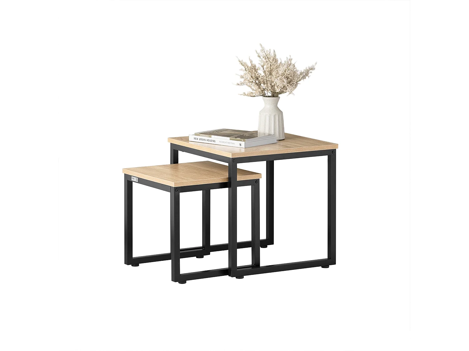 Set de 2 Mesas Auxiliares Mesa Nido de Salón Mesitas de Madera y Metal FBT42-N SoBuy ES