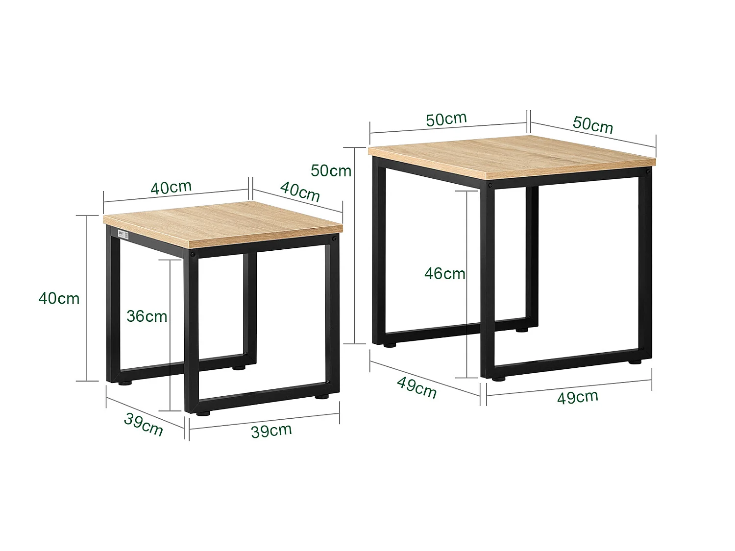 Set de 2 Mesas Auxiliares Mesa Nido de Salón Mesitas de Madera y Metal FBT42-N SoBuy ES