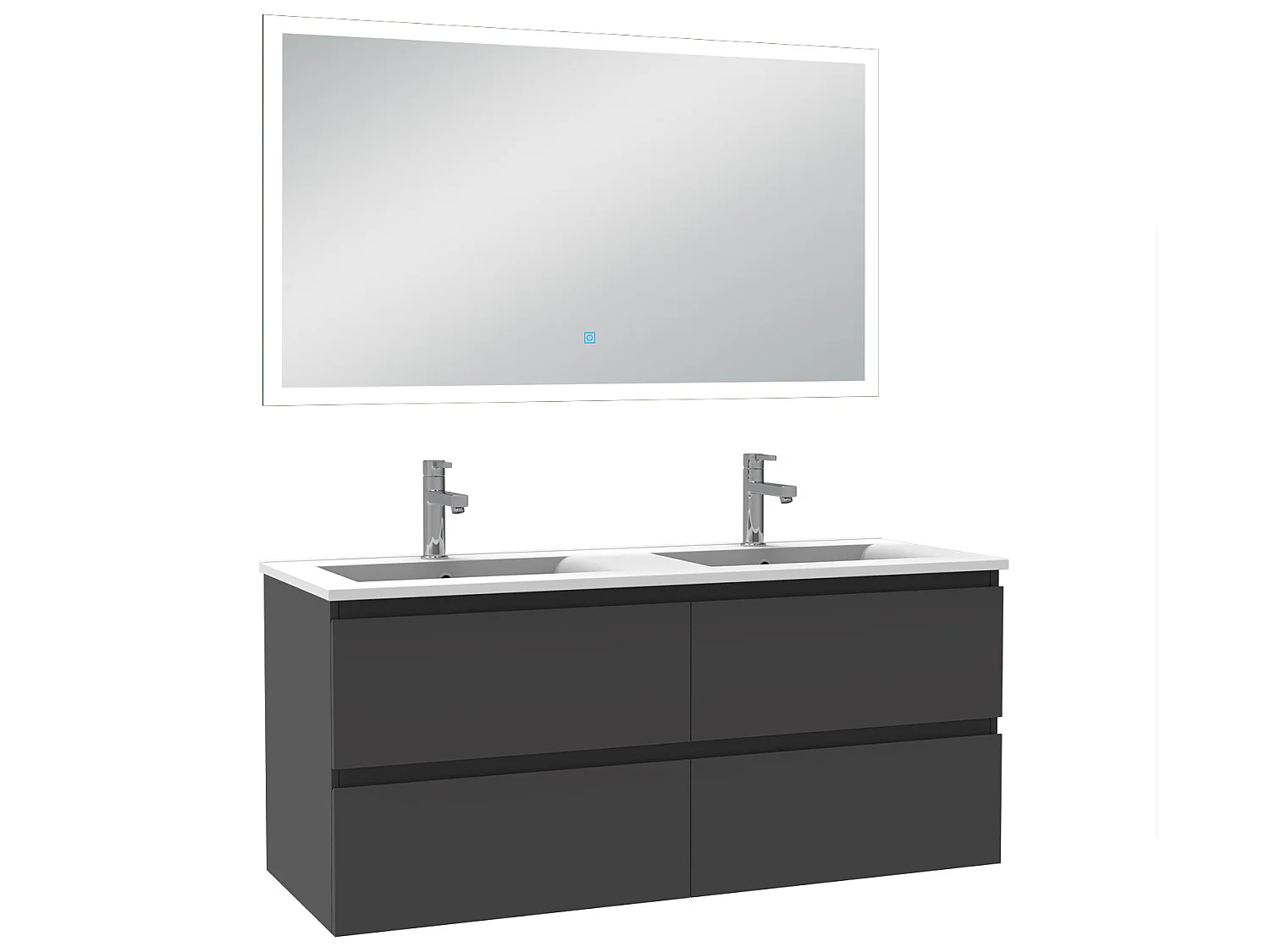 Ensemble meubles salle de bain 3pcs 120cm double vasque + miroir Anthracite, Aica