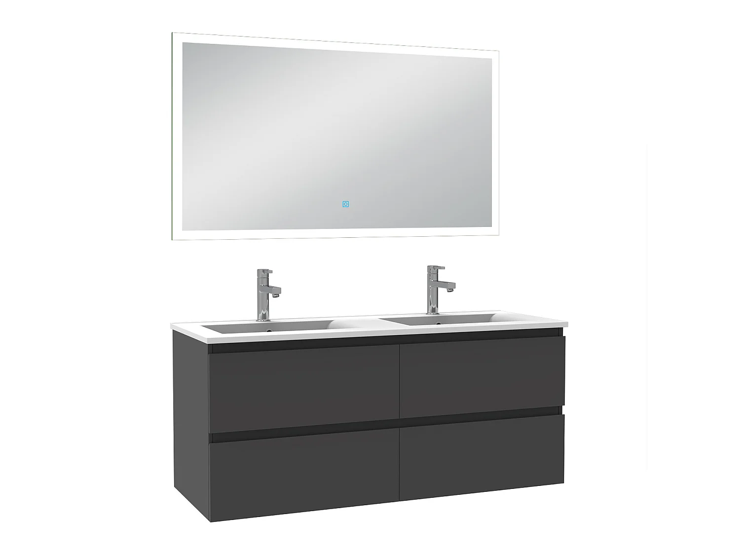 Ensemble meubles salle de bain 3pcs 120cm double vasque + miroir Anthracite, Aica