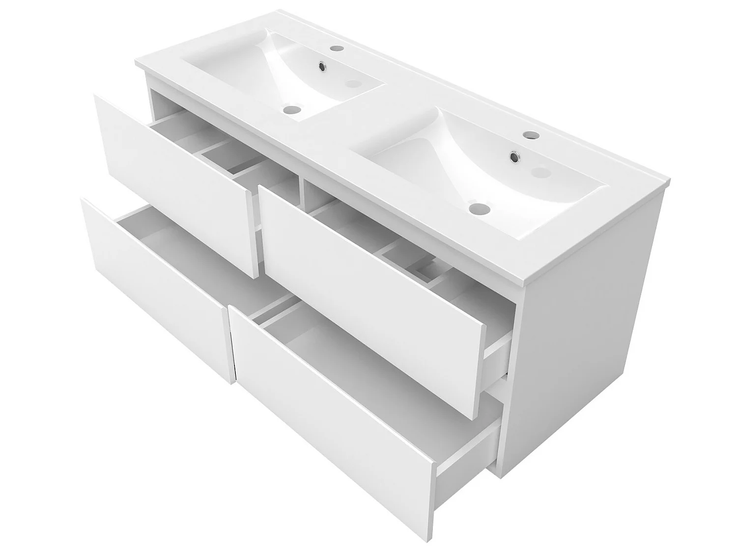 Ensemble meubles Salle de Bain 120cm vasque + colonne + miroir lumineux Blanc - Aica