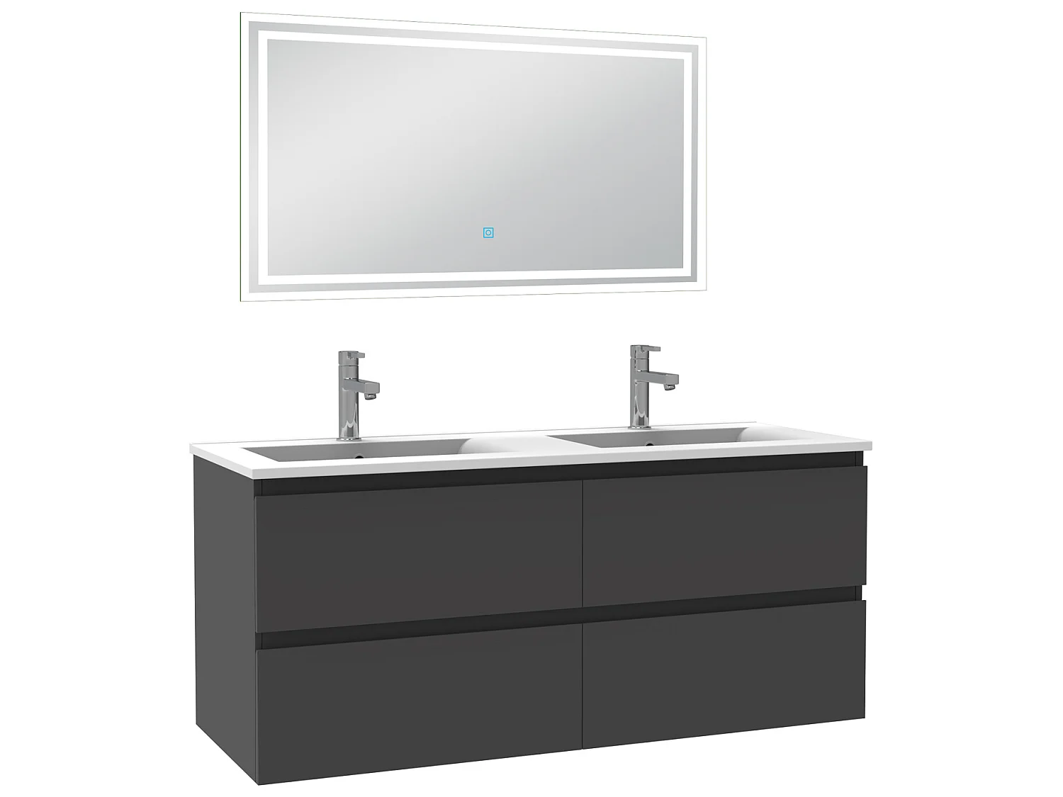 Meubles double vasque l.120 x H.52 x P.46cm, meuble acve miroir Anthracite, Aica