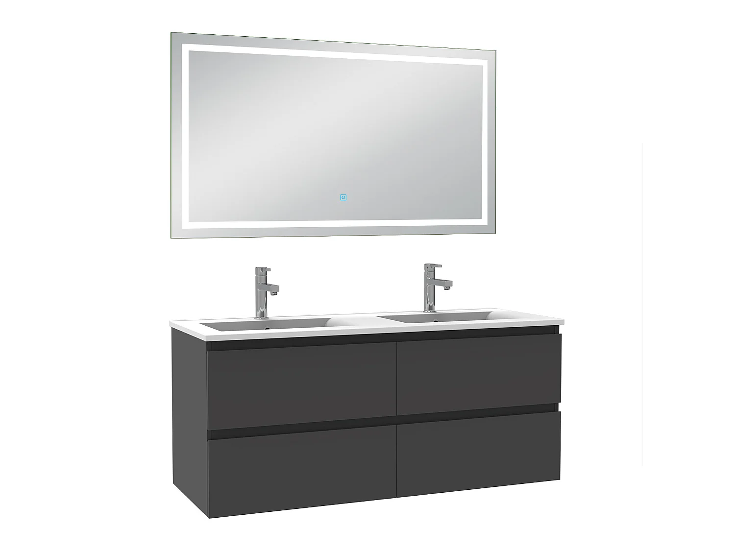 Ensemble meubles salle de bain 120cm double vasque + miroir Anthracite, Aica