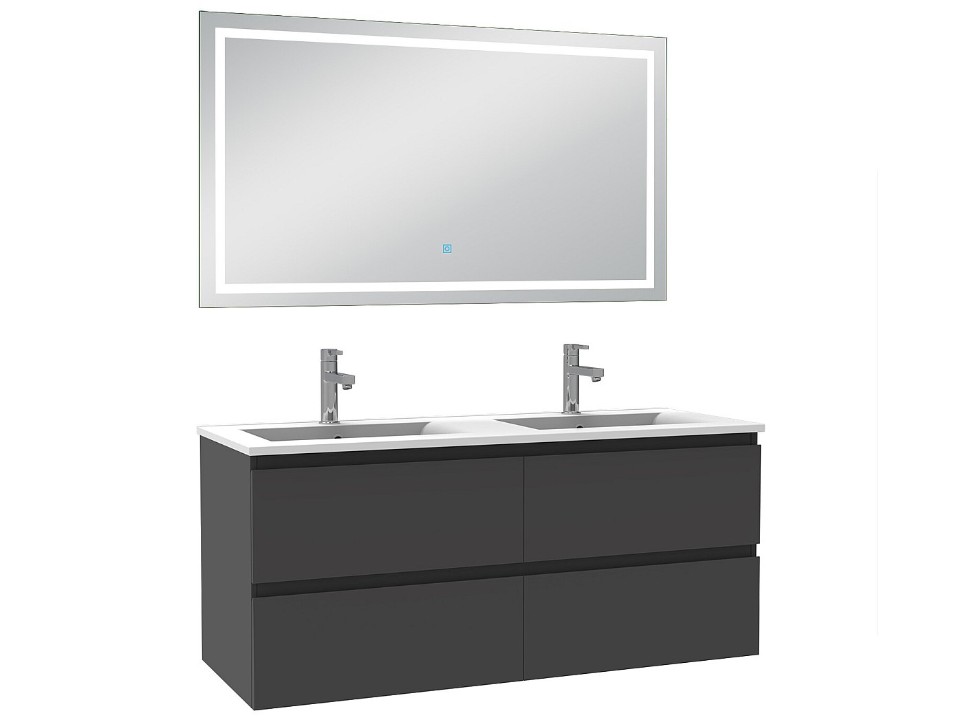 Ensemble meubles salle de bain 120cm double vasque + miroir Anthracite