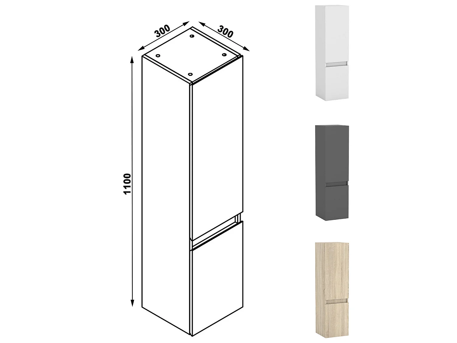 Ensemble meubles Salle de Bain 120cm vasque + colonne + miroir lumineux Anthracite - Aica