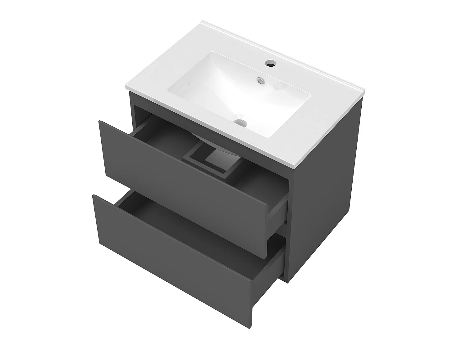 Ensemble meubles simple vasque 80cm, colonne + miroir lumineux Anthracite - Aica