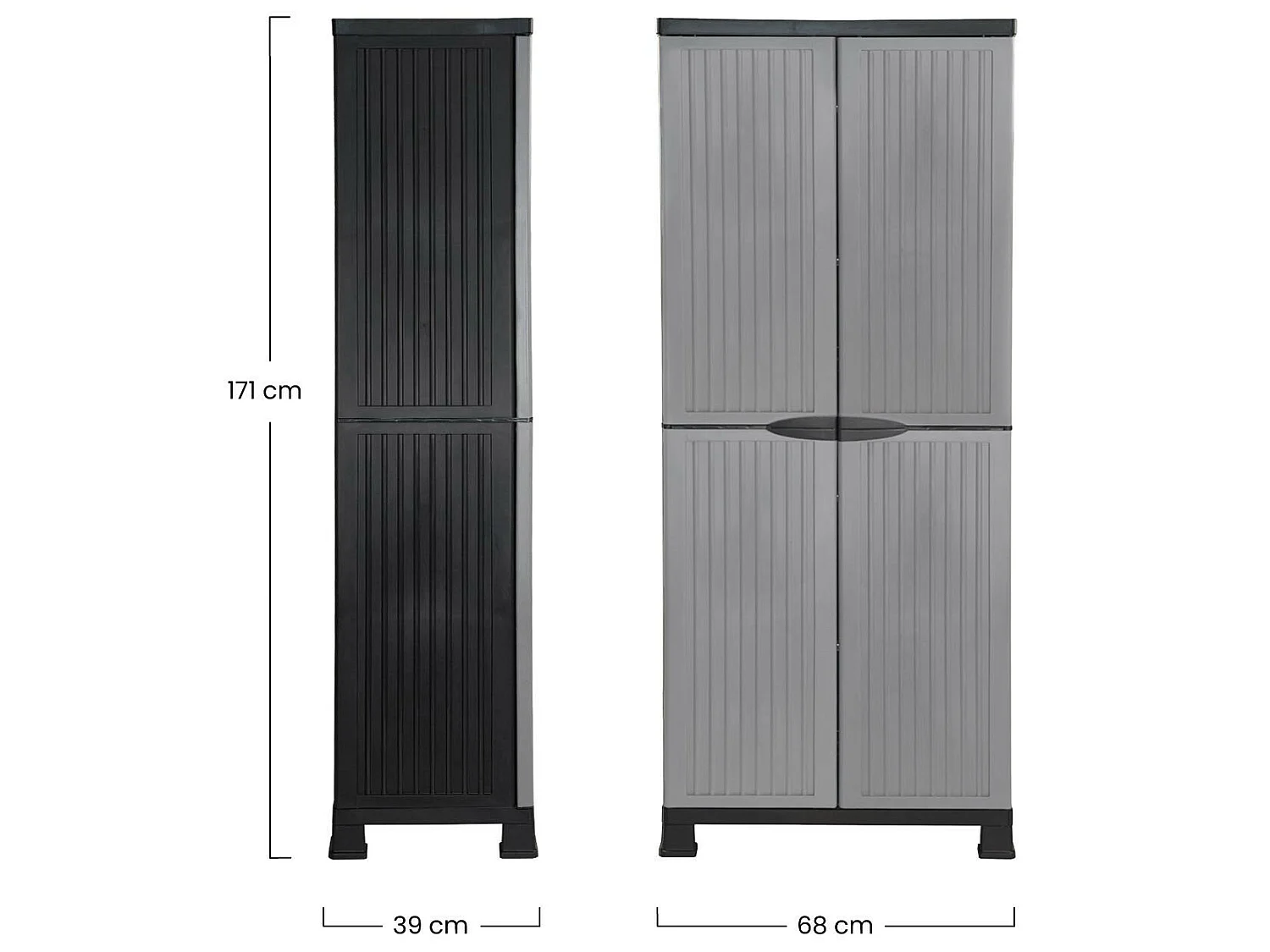 Meuble de jardin en résine avec armoire à balai et 4 étagères 171x68x39cm 7house