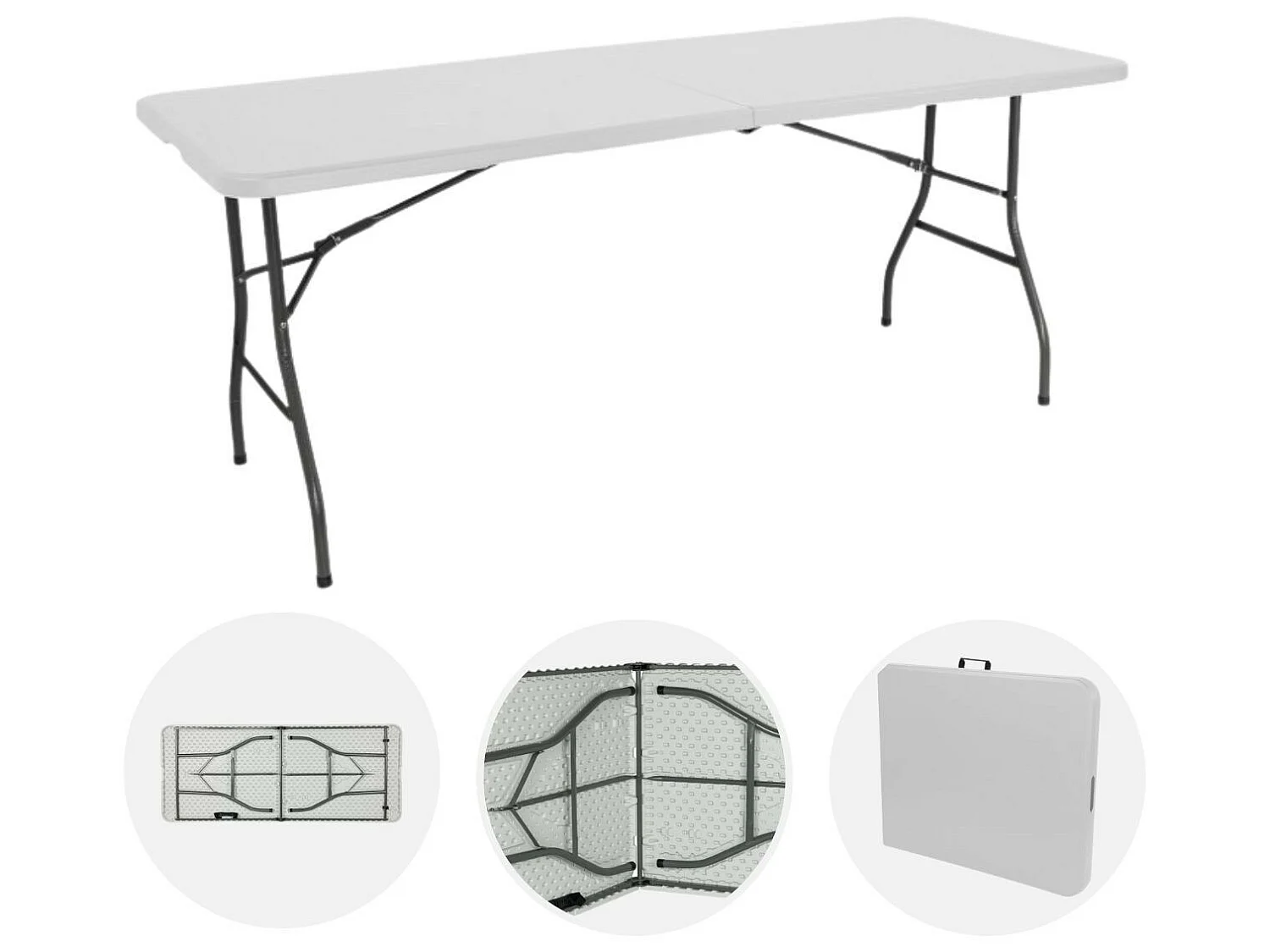 Table pliante 240cm Blanc + Housse Traiteur 7house
