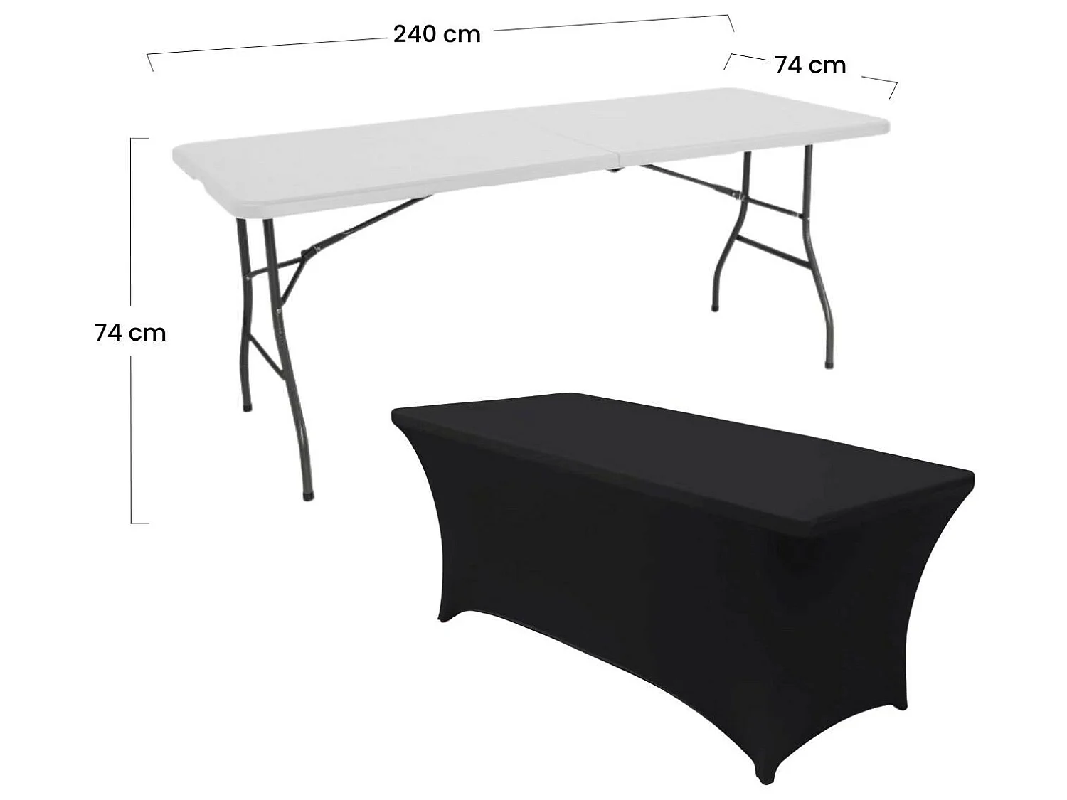 Table pliante 240cm Blanc + Housse Traiteur 7house
