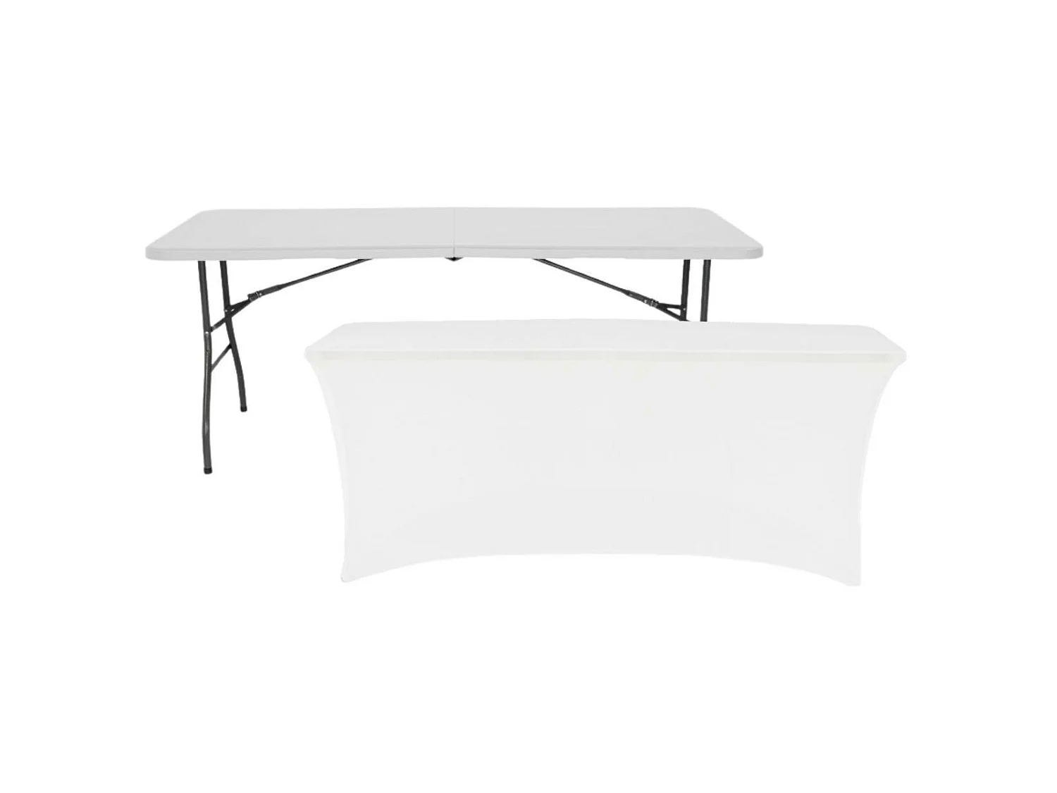 Table pliante 240cm Blanc + Housse Traiteur 7house