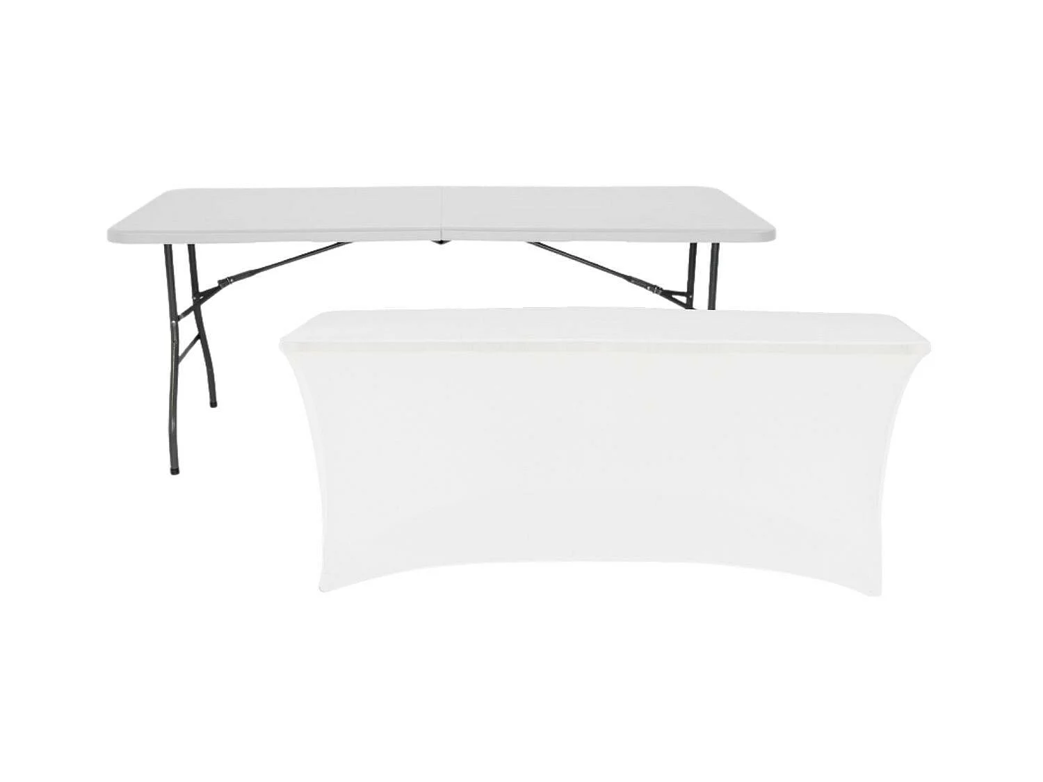 Mesa Plegable 240cm Blanca + Funda Catering 7house