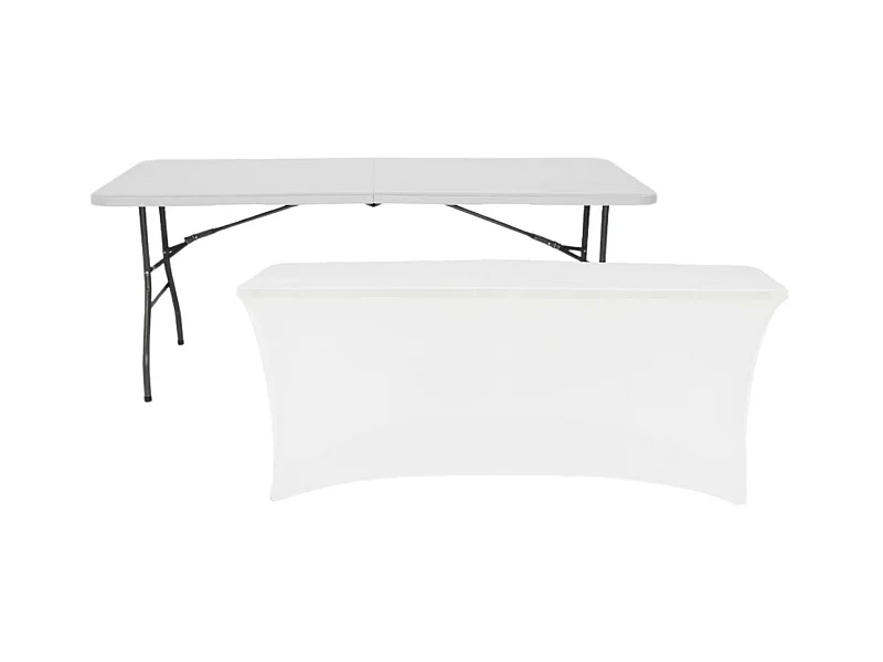 Table pliante 240cm Blanc + Housse Traiteur 7house