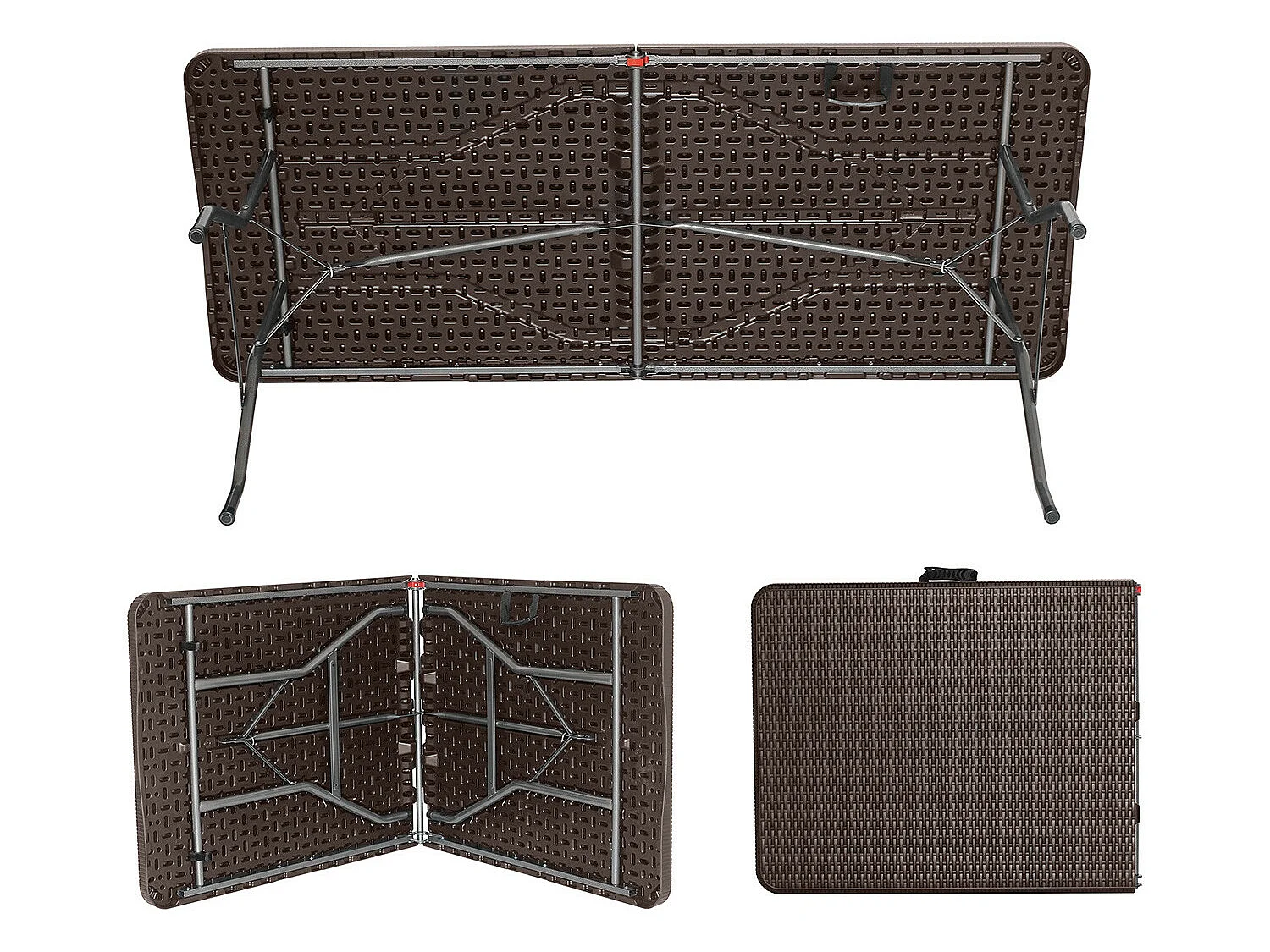 Pack 2 Mesas Plegables Rectangulares Efecto Ratán 180x74x74cm 7house