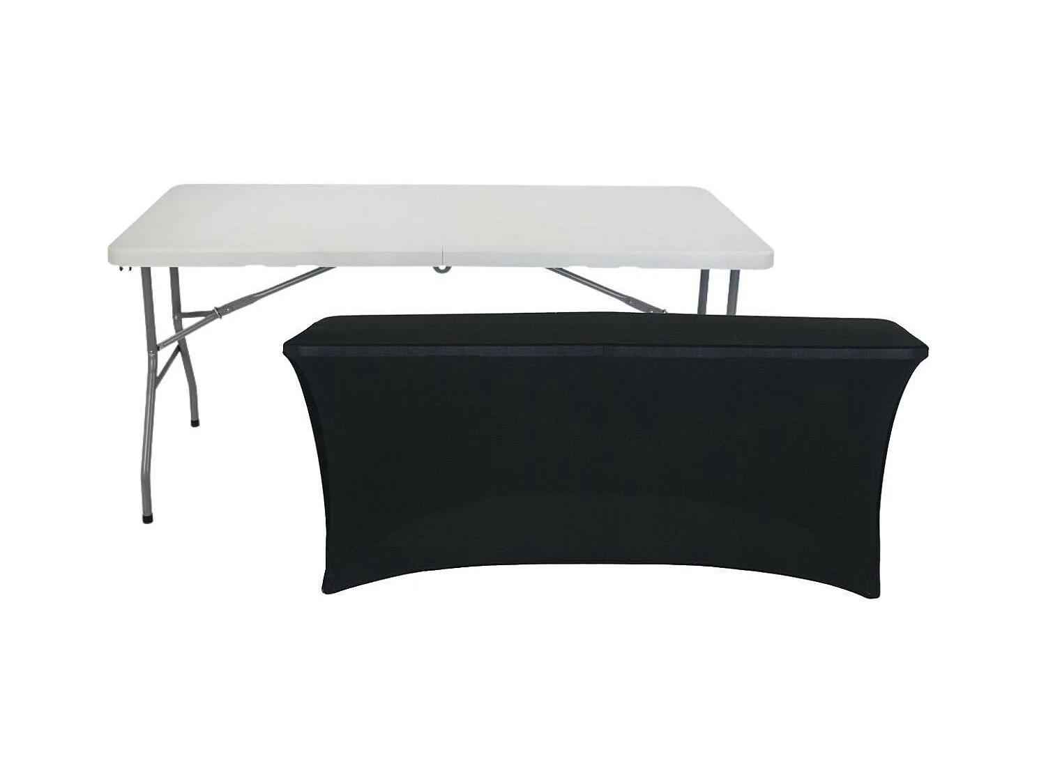 Mesa Plegable 150cm Blanca + Funda Catering 7house