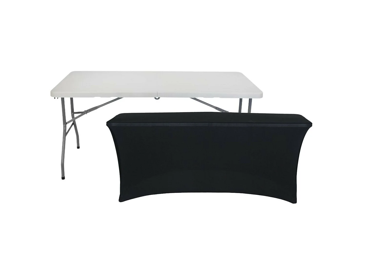 Table pliante 150cm Blanc + Housse Traiteur 7house