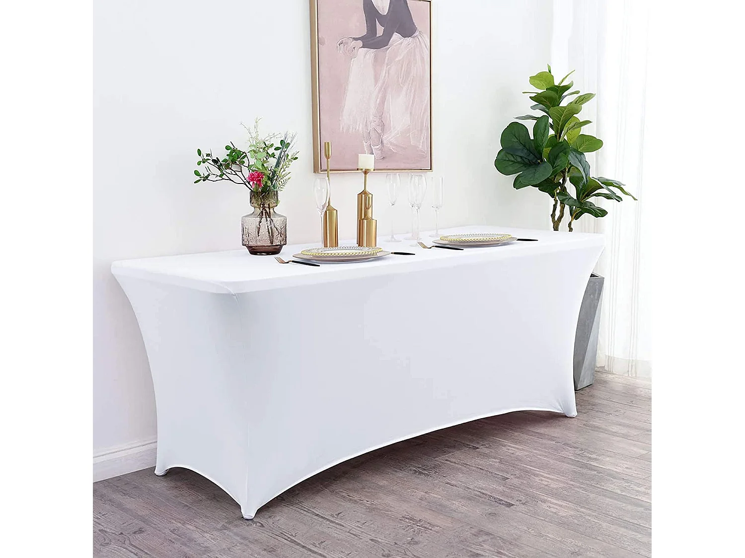 Table pliante 150cm Blanc + Housse Traiteur 7house