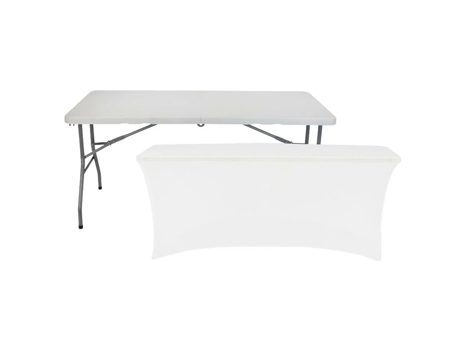 Table pliante 150cm Blanc + Housse Traiteur 7house