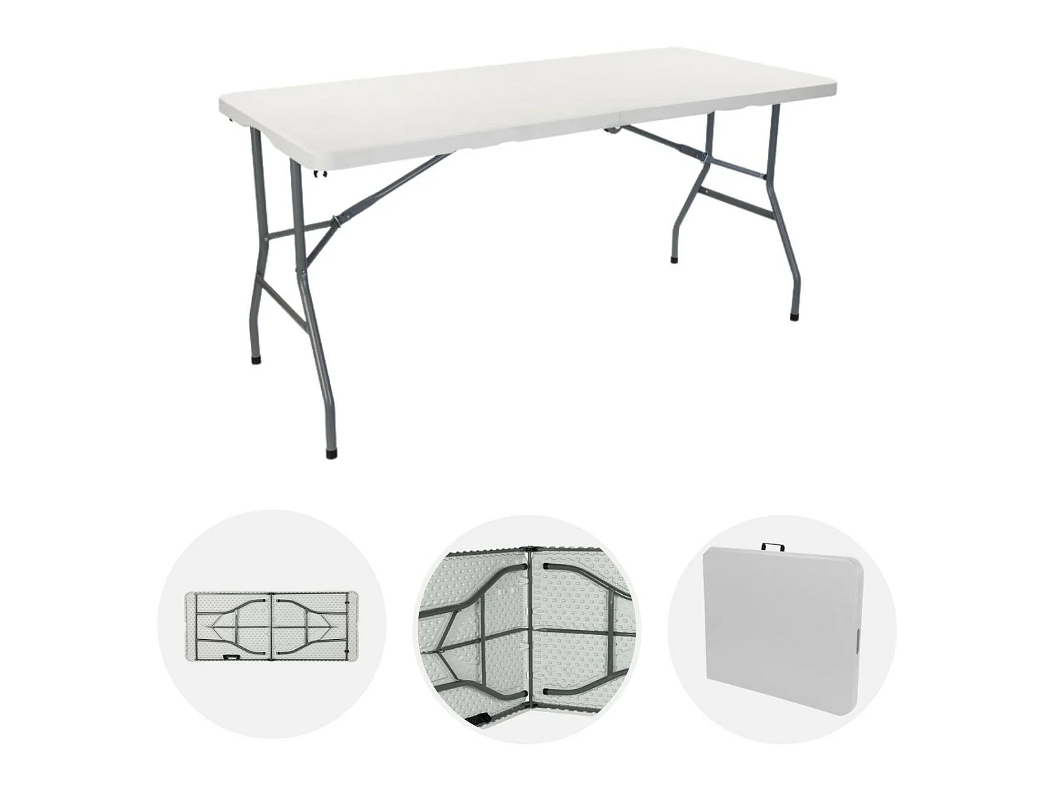 Table pliante 150cm Blanc + Housse Traiteur 7house
