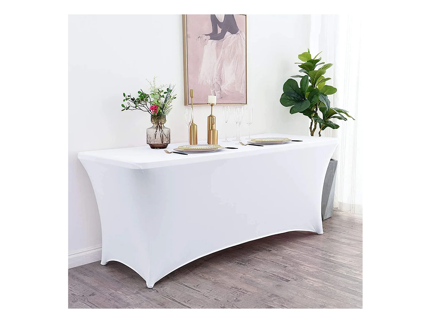 Table pliante 150cm Blanc + Housse Traiteur 7house