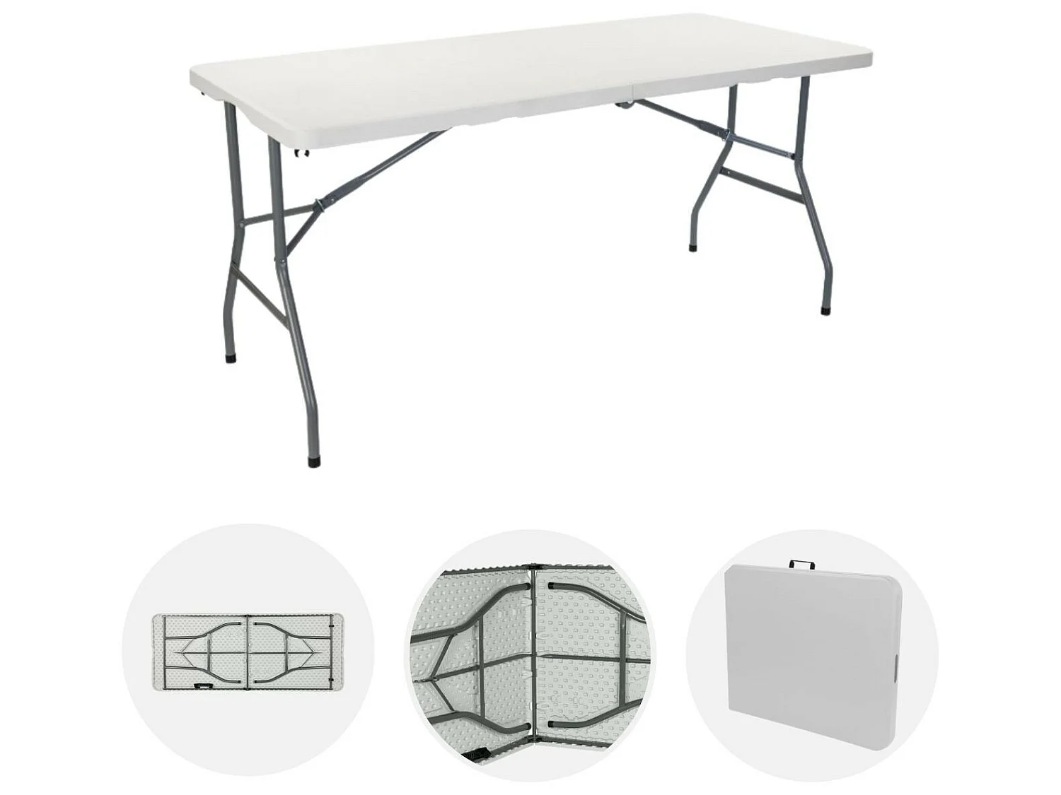Table pliante 150cm Blanc + Housse Traiteur 7house