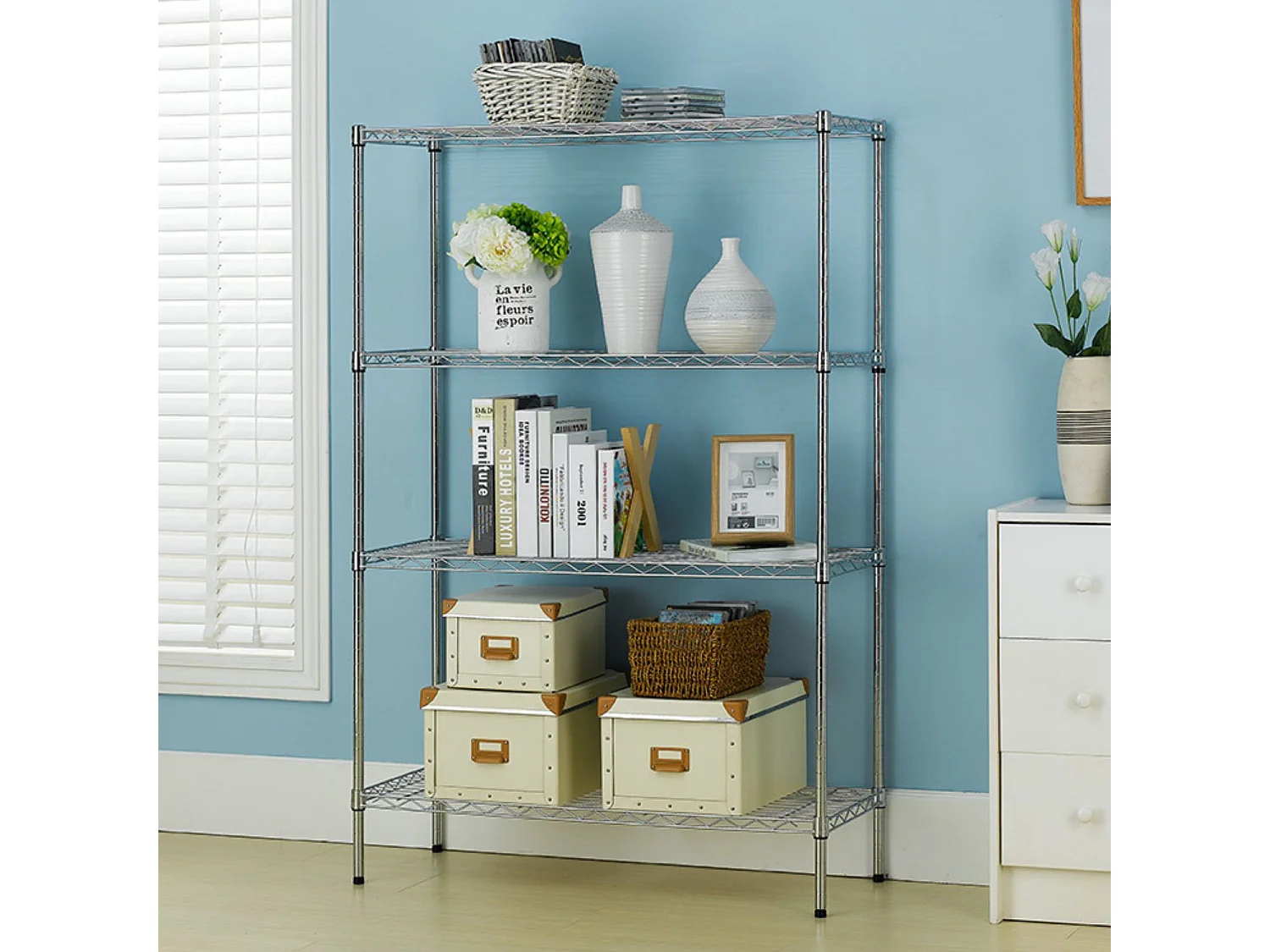 Etagère en métal avec 4 étagères réglables 137x91.4x35.5cm 320Kg 7house