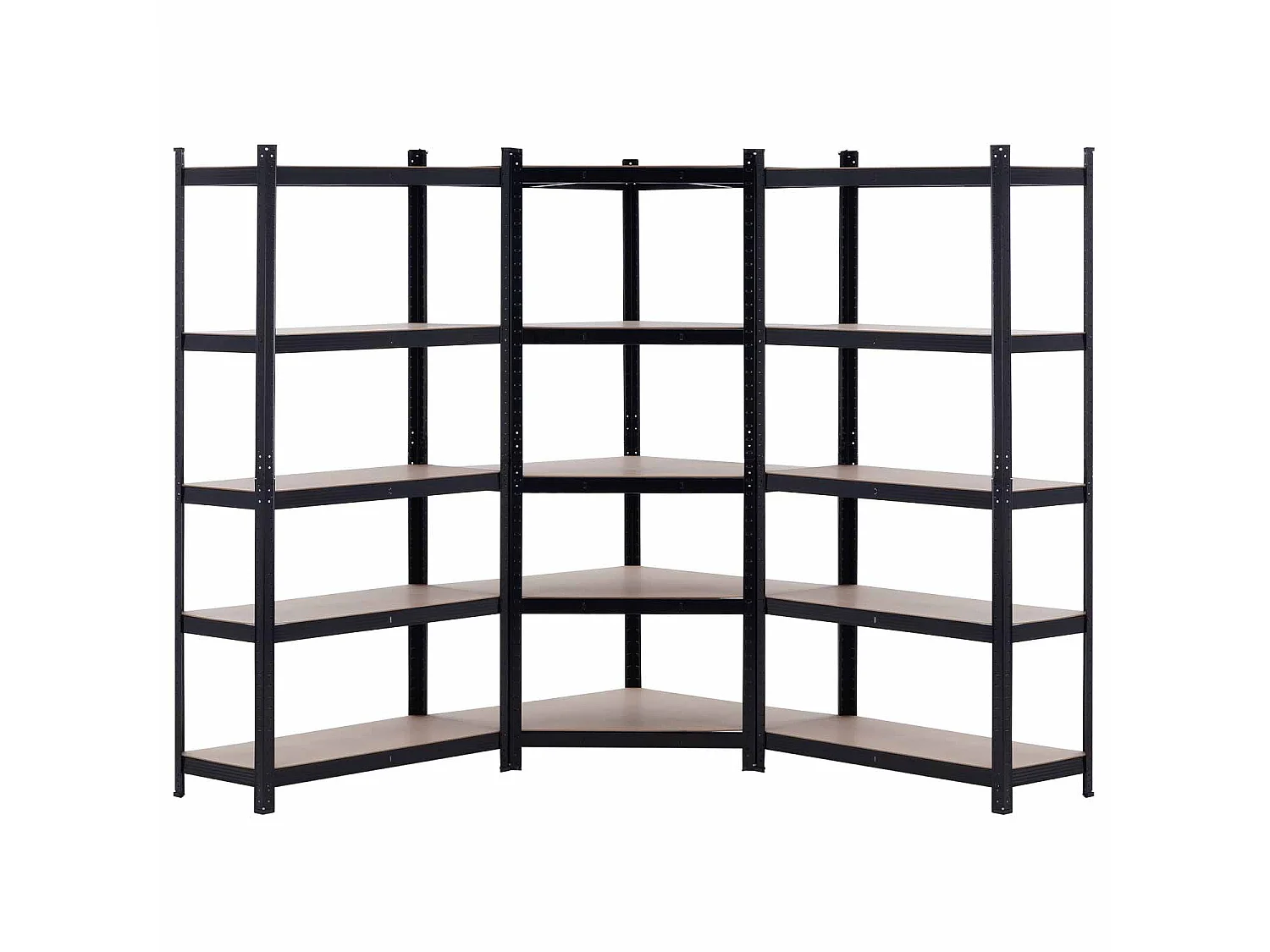 Pack 2 Etagères Modulaires et 1 Etagère d'Angle Noir 5 Etagères Réglables 7house