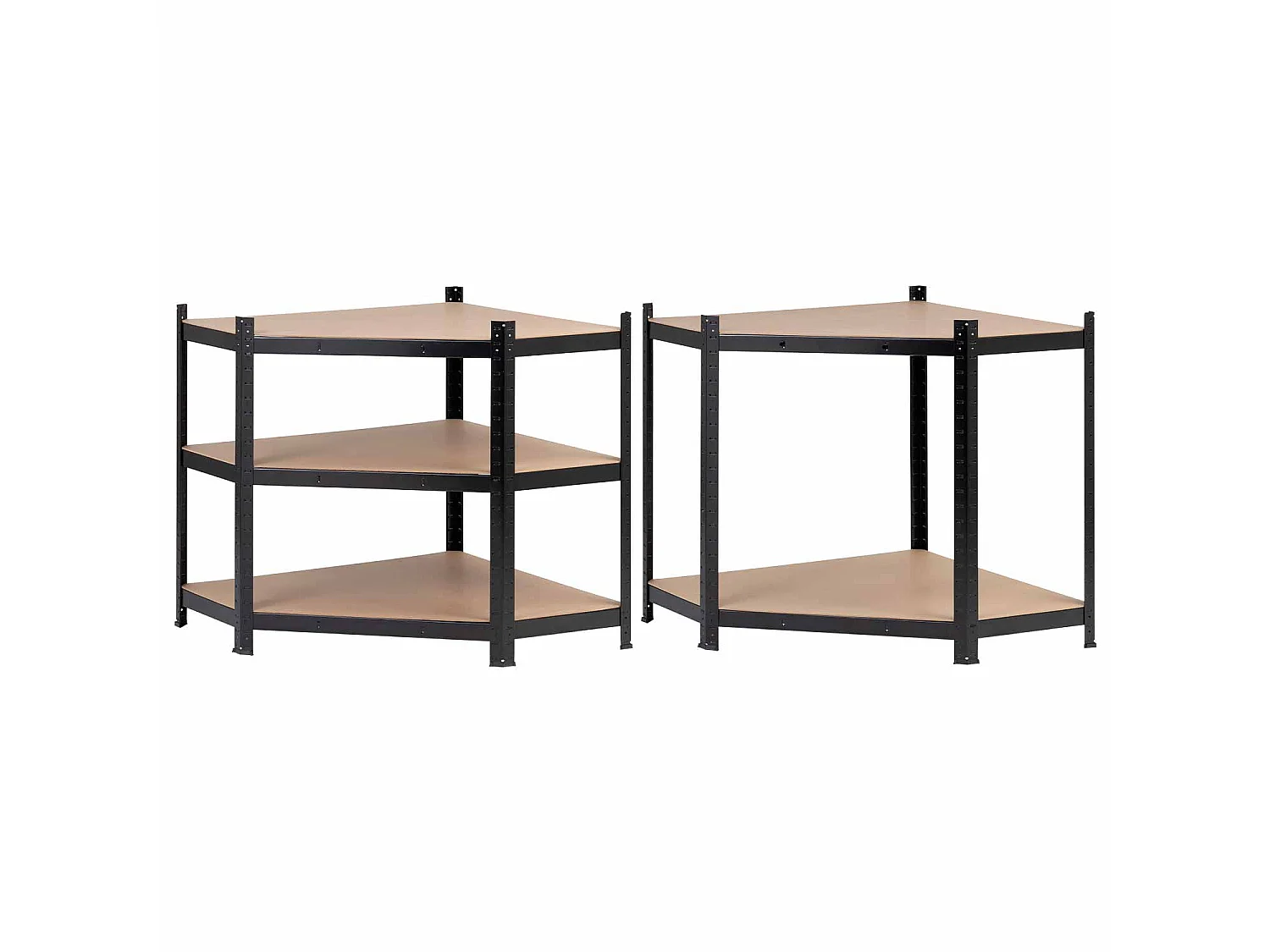 Pack 2 Etagères Modulaires et 1 Etagère d'Angle Noir 5 Etagères Réglables 7house