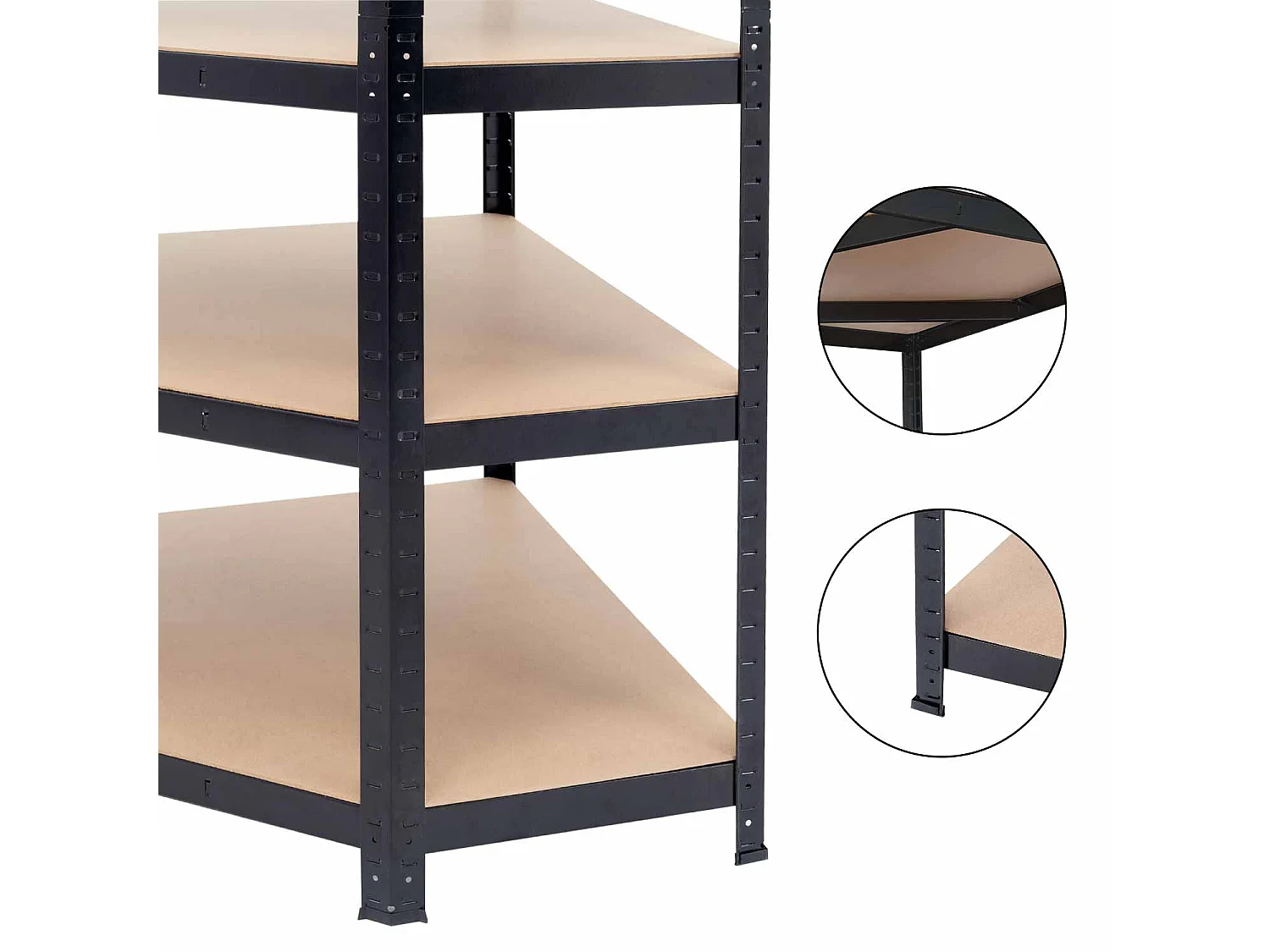 Pack 2 Etagères Modulaires et 1 Etagère d'Angle Noir 5 Etagères Réglables 7house