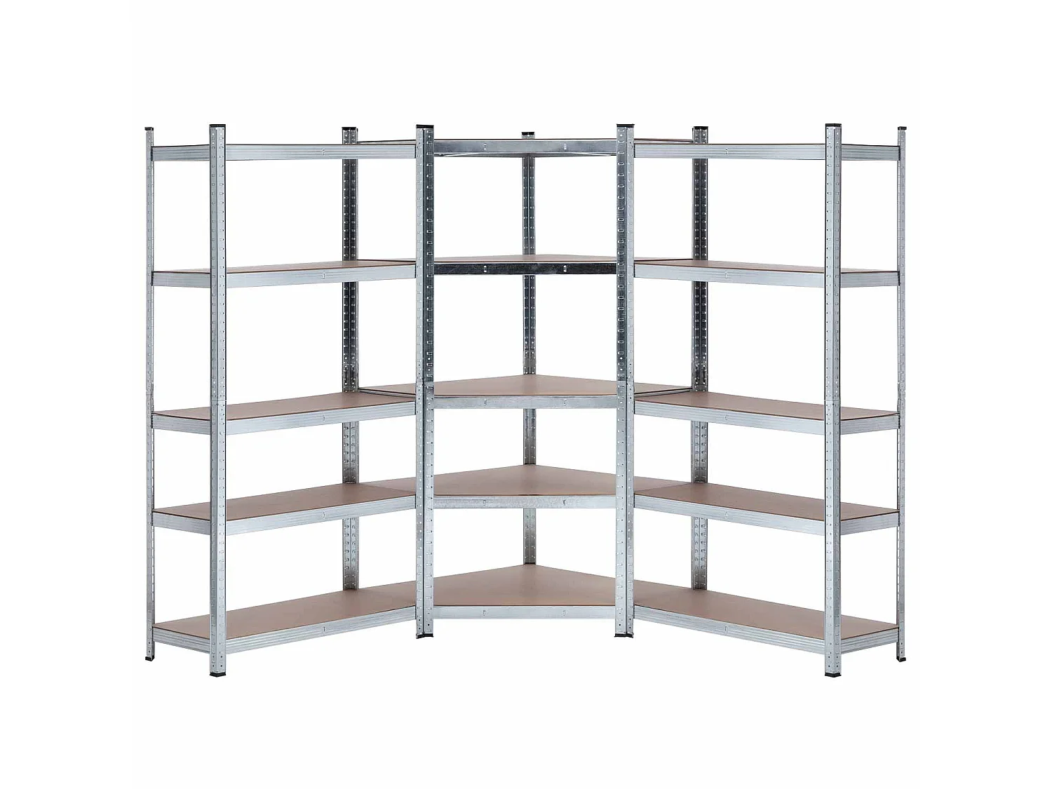 Pack 2 étagères modulaires et 1 étagère d'angle 5 étagères réglables O91